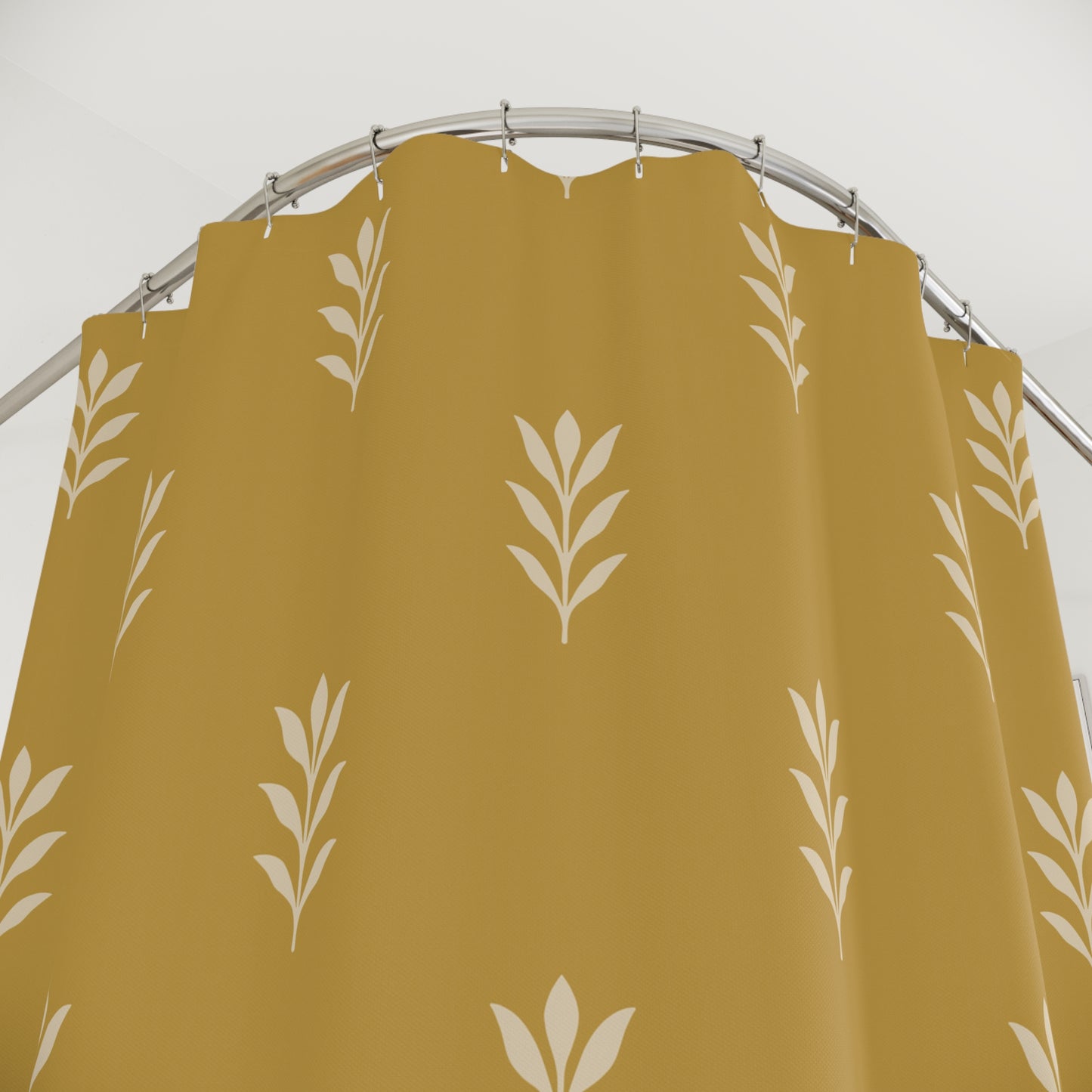 Boho Floral Shower Curtain | Minimalist Bathroom Decor, Modern Home, Gift for Housewarming, Yellow Plant Design
