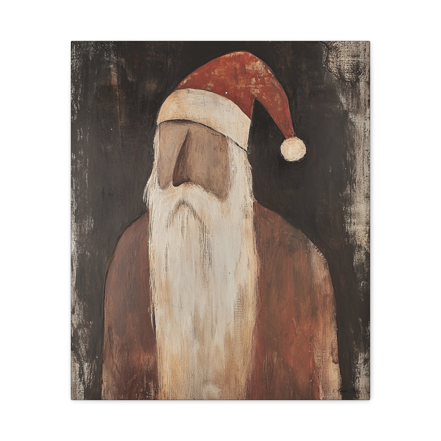 Primitive Impressionist Santa Matte Canvas, Stretched, 1.25"