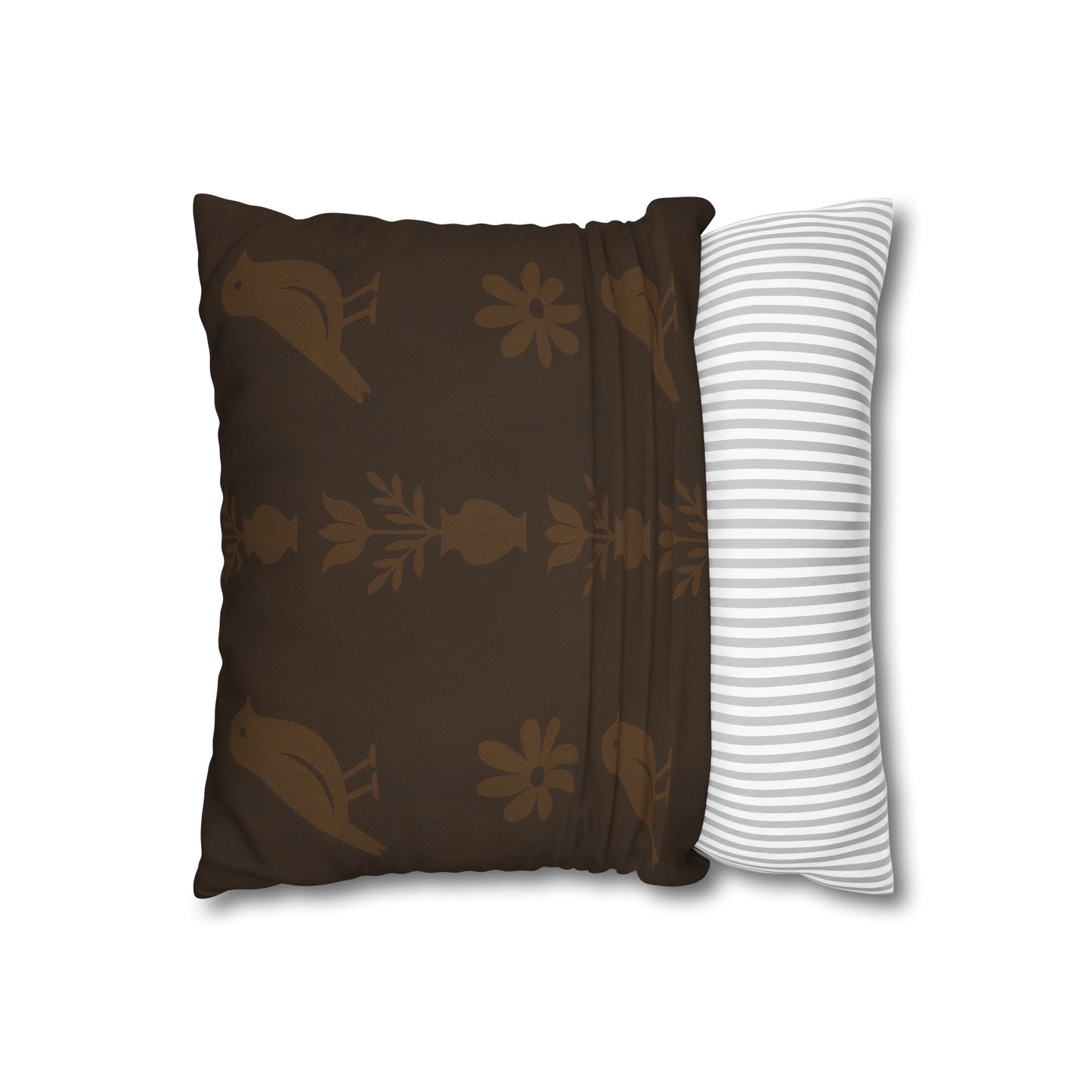 Cozy Bird-Patterned Poly Canvas Pillowcase, Decorative Throw Pillow Cover, Home Decor, Gift for Bird Lovers, Couch Cushion
