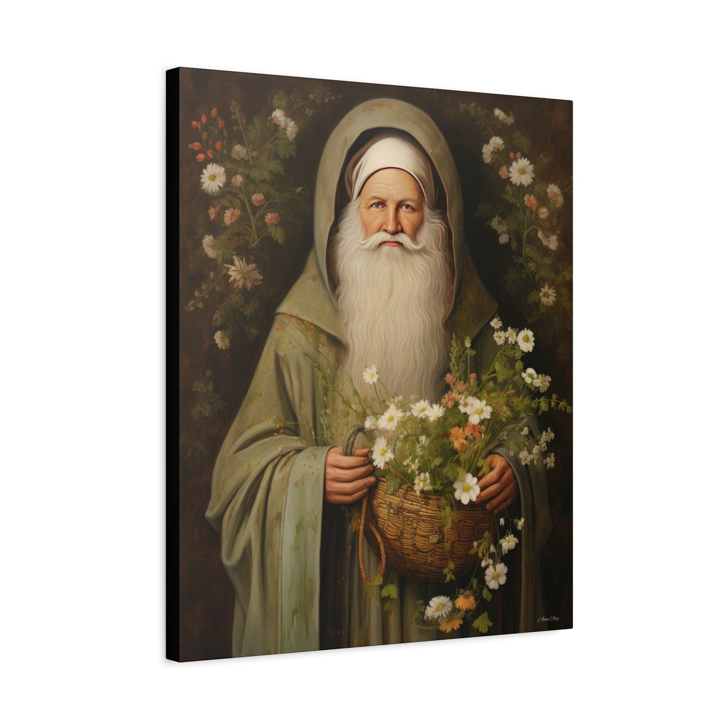 Floral Santa Matte Canvas, Stretched, 1.25"