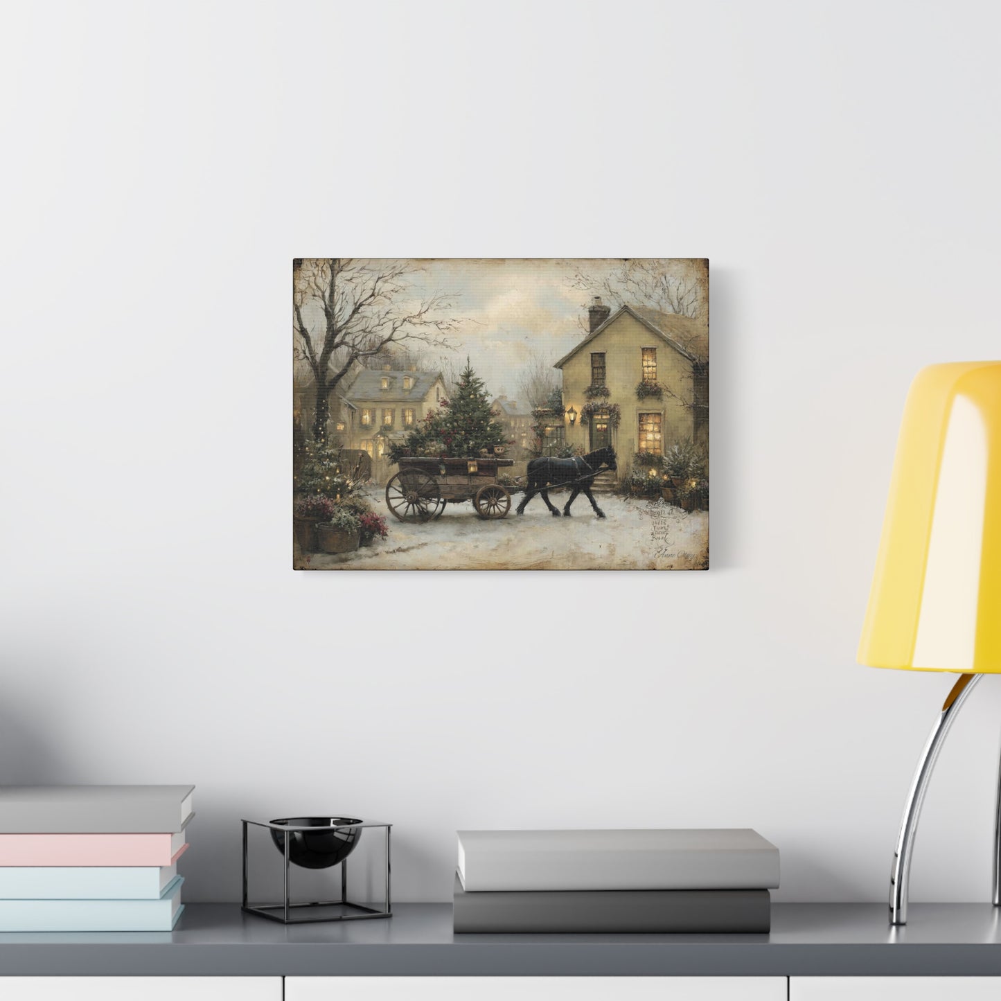 Rustic Winter Canvas Art, Holiday Home Decor, Christmas Wall Art, Cozy Living Room Decoration, Seasonal Wall Hanging