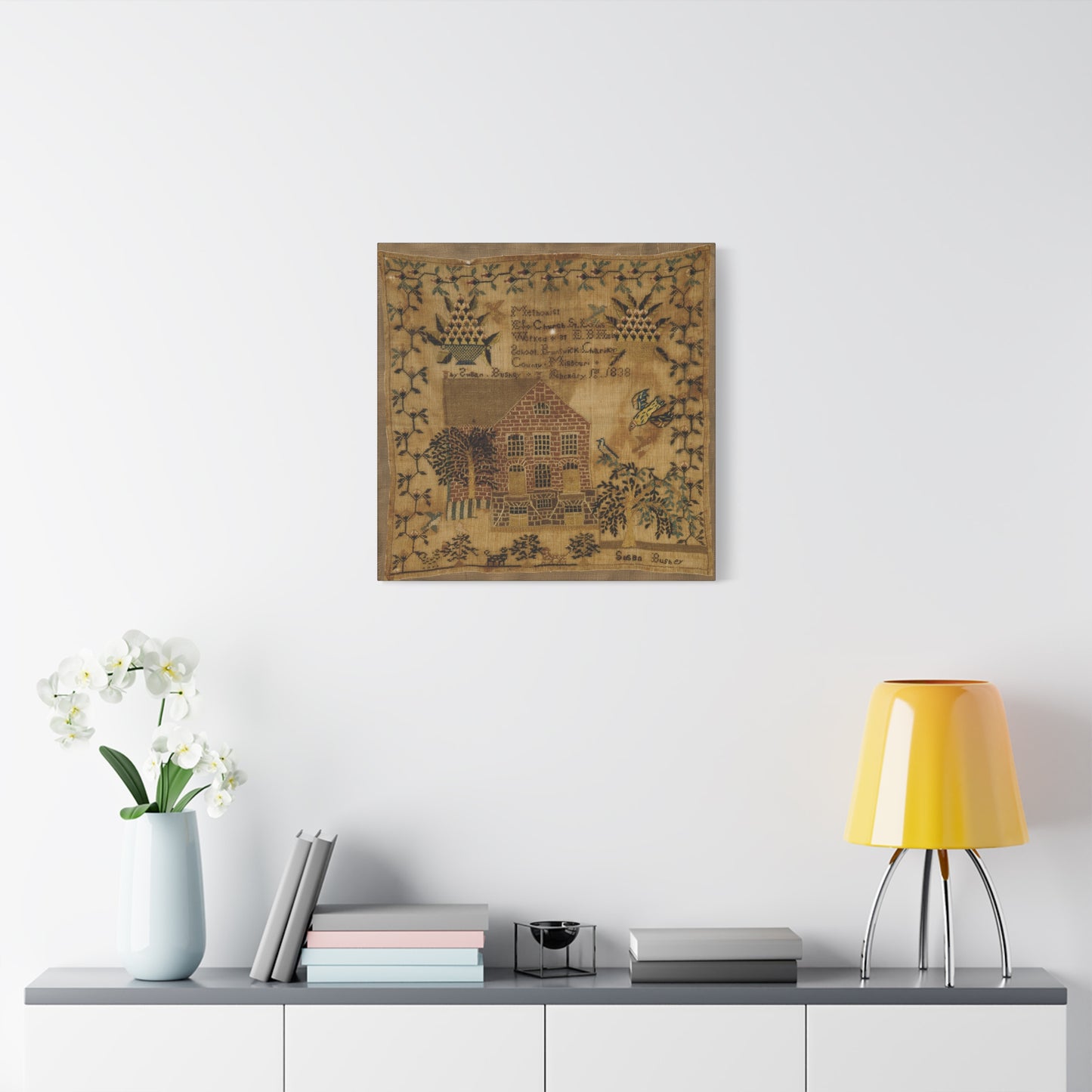Vintage Canvas Wall Art – 1838 Pennsylvania Folk Art