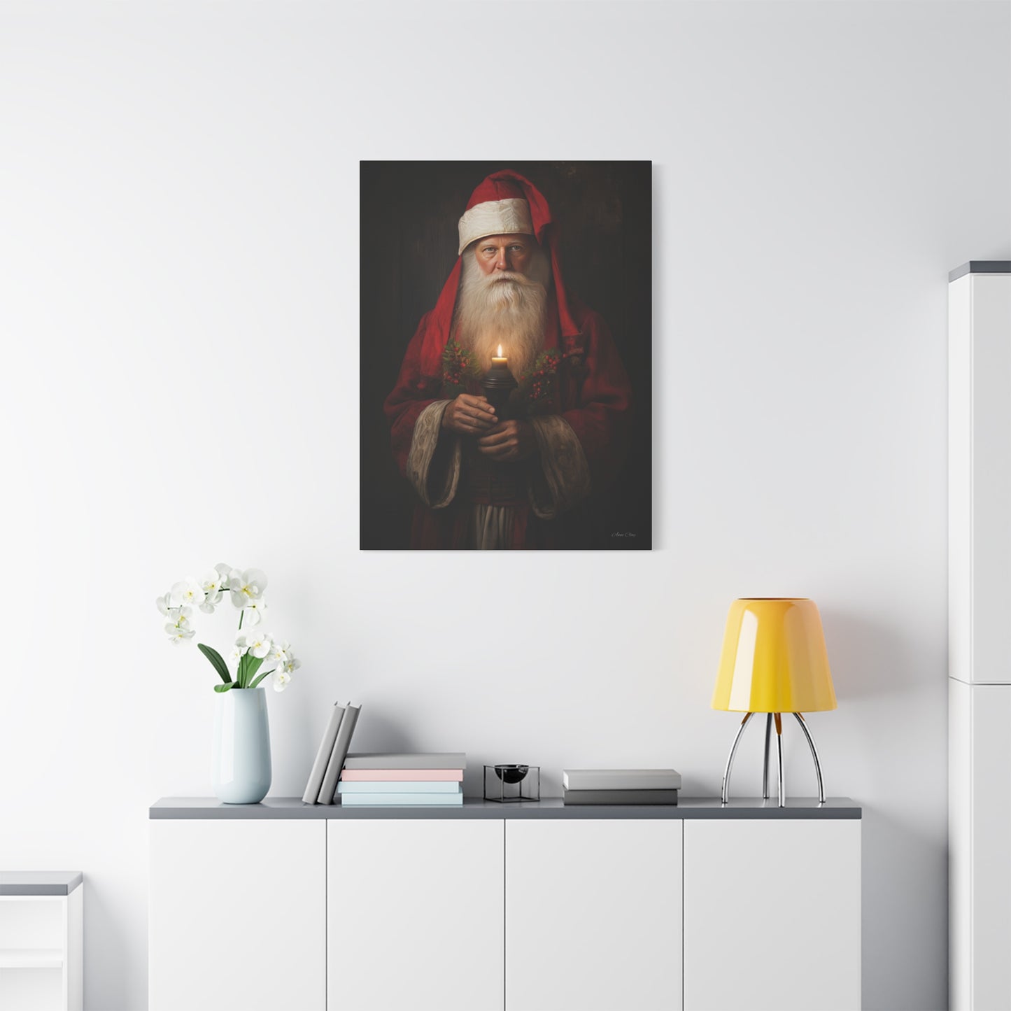 Candlelight Santa Matte Canvas, Stretched, 1.25"