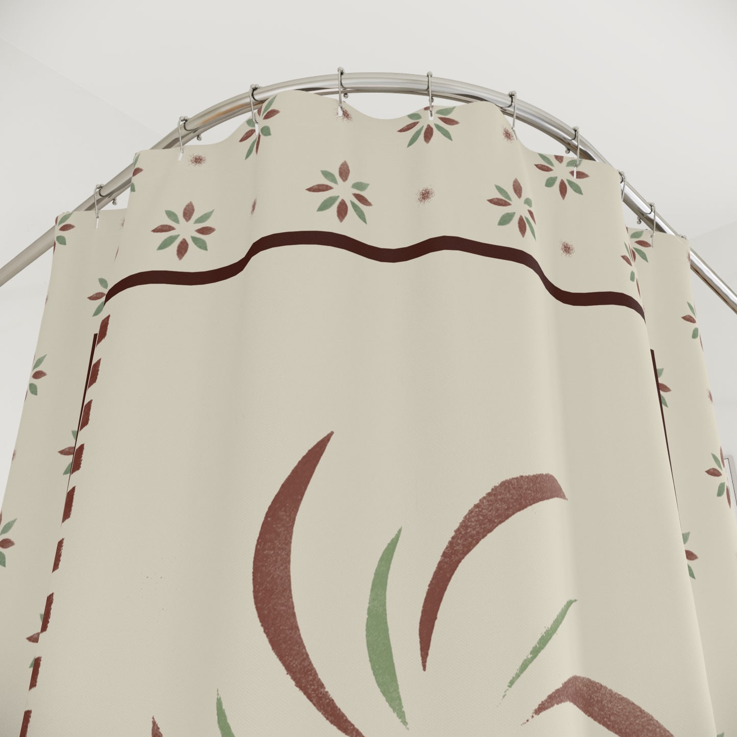 Bohemian Floral Shower Curtain - Elegant Bathroom Decor with Swirling Design