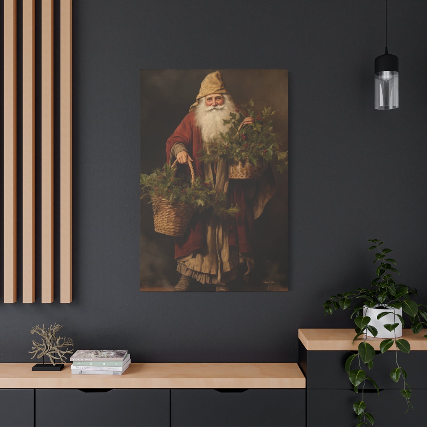Jolly Santa Ivy Matte Canvas, Stretched, 1.25"