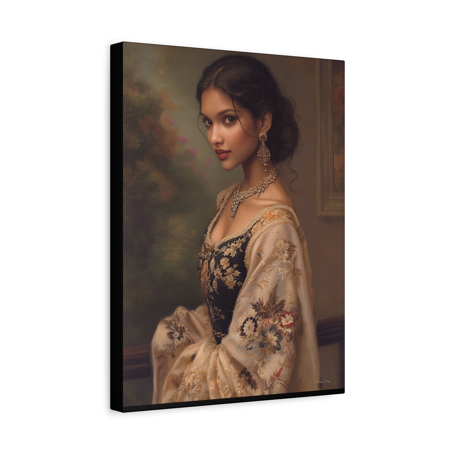 Elegant Stretched Canvas Wall Art - Timeless Portrait, Home Decor, Gift for Art Lovers, Stylish Living Room Decor, Christmas Gift