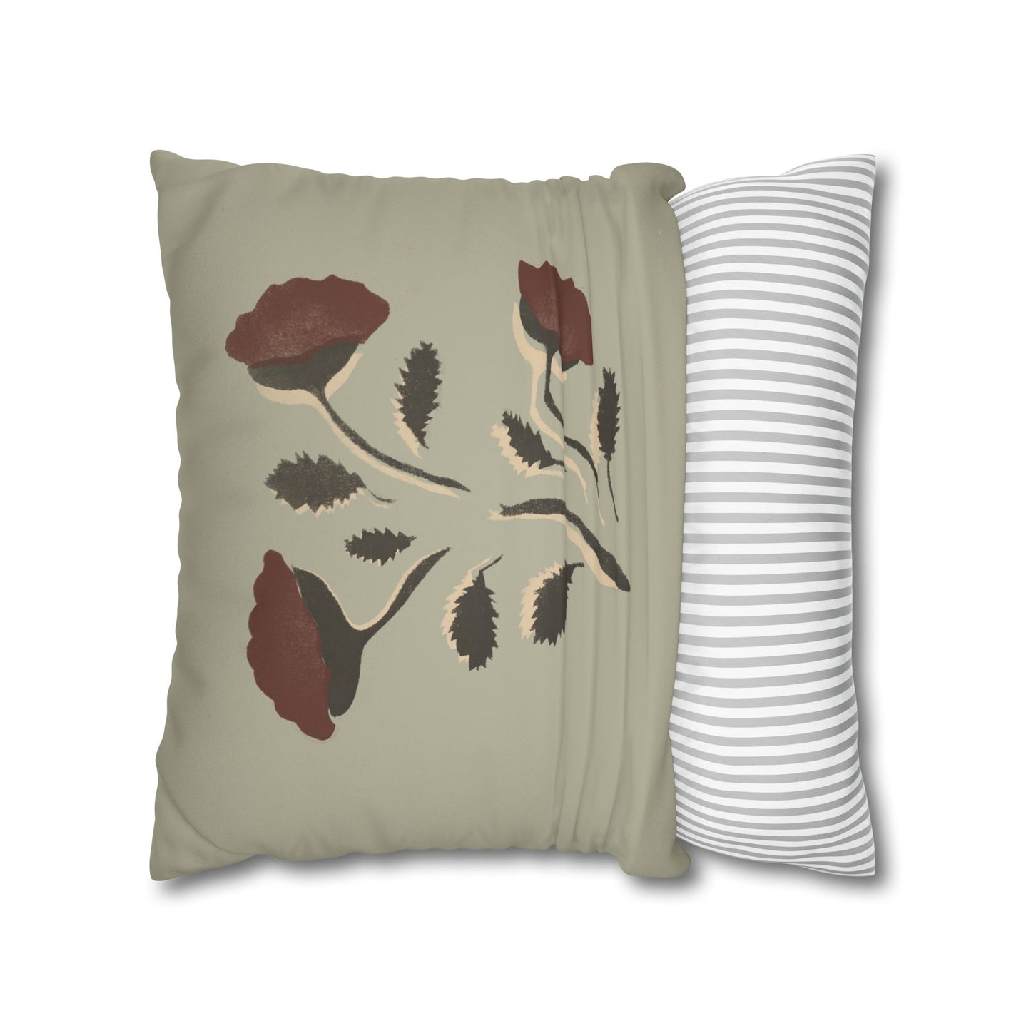 Fantasy Collecion Stencil Stalk Taupe Faux Suede Square Pillowcase