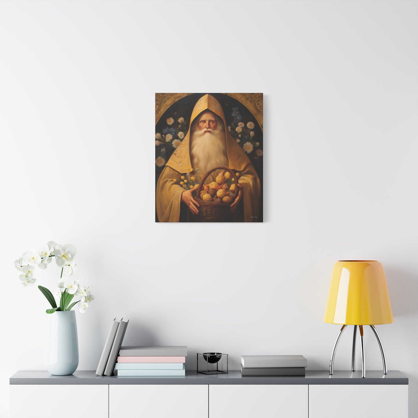 Easter Basket Santa Matte Canvas, Stretched, 1.25"