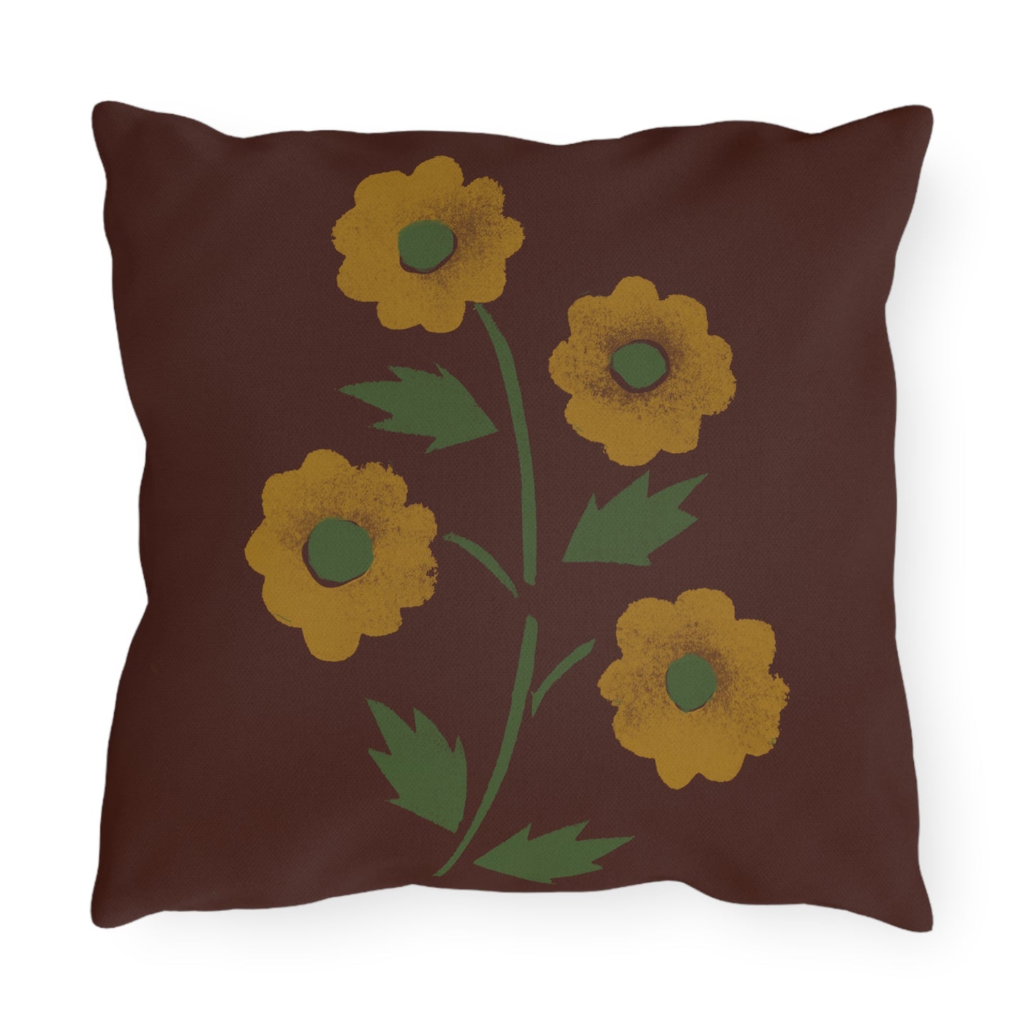 Stencil Flower on Country Red Outdoor Pillows