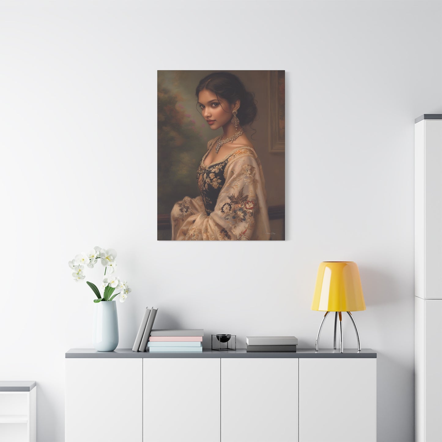 Elegant Stretched Canvas Wall Art - Timeless Portrait, Home Decor, Gift for Art Lovers, Stylish Living Room Decor, Christmas Gift