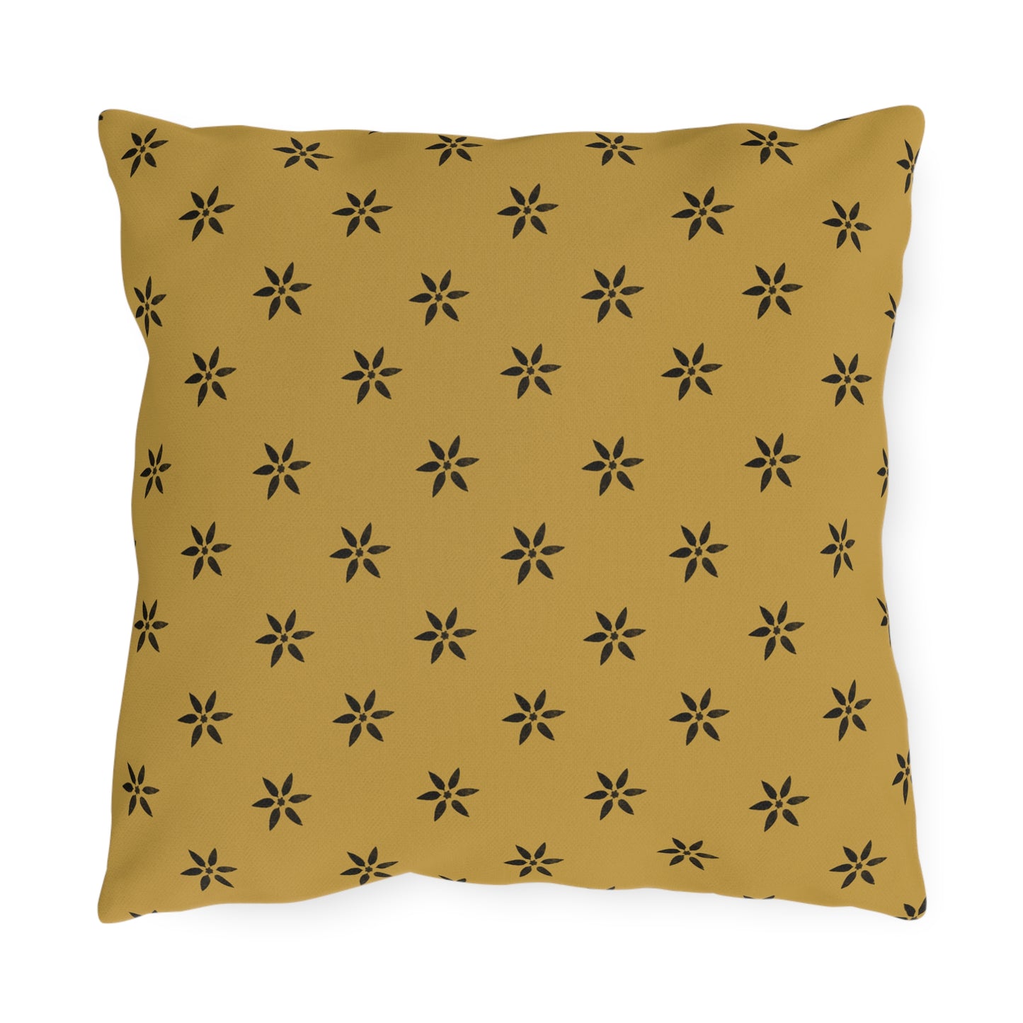 Black Stencil on Gold Outdoor Pillows