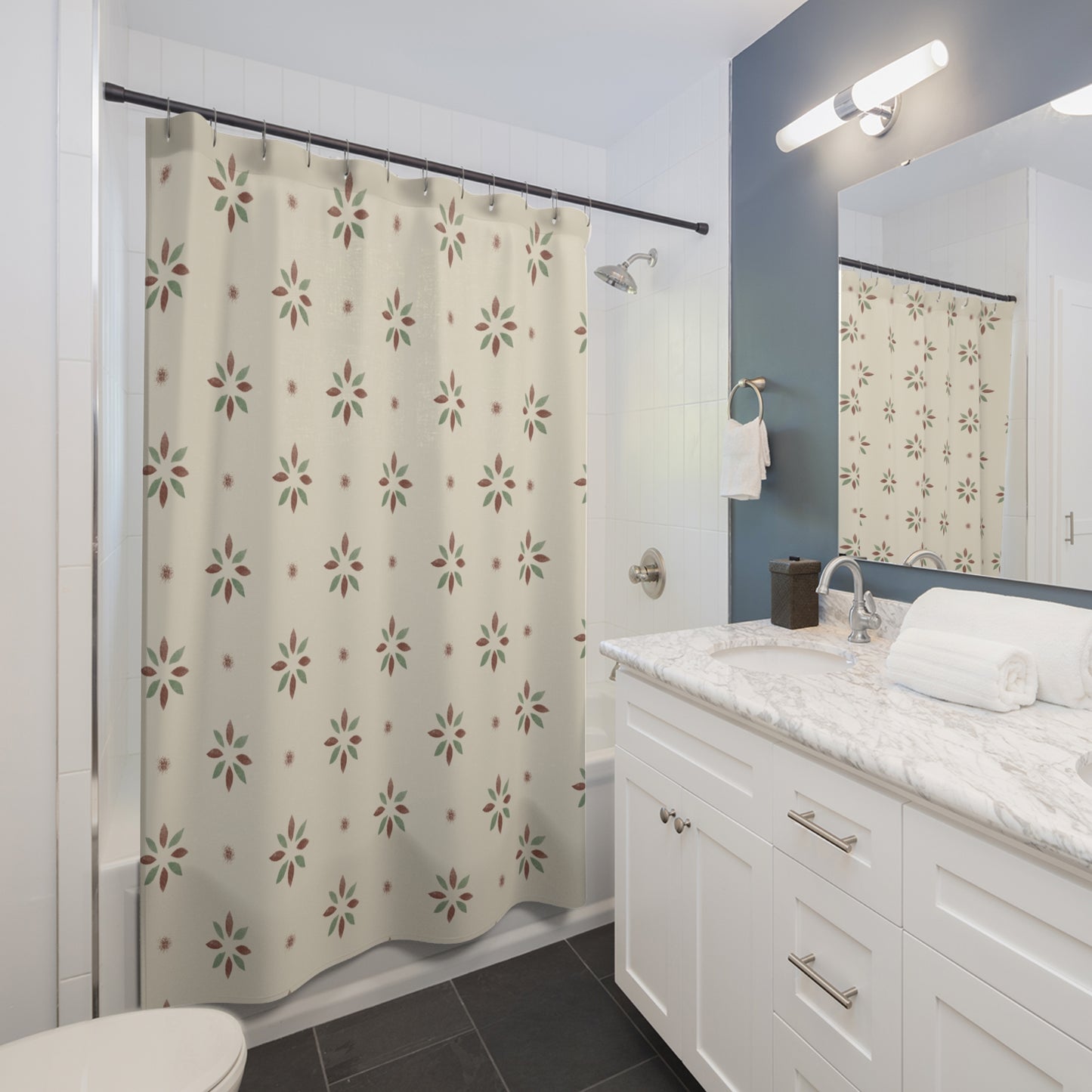 Boho Floral Shower Curtain - Earthy Pattern for Relaxing Bathrooms