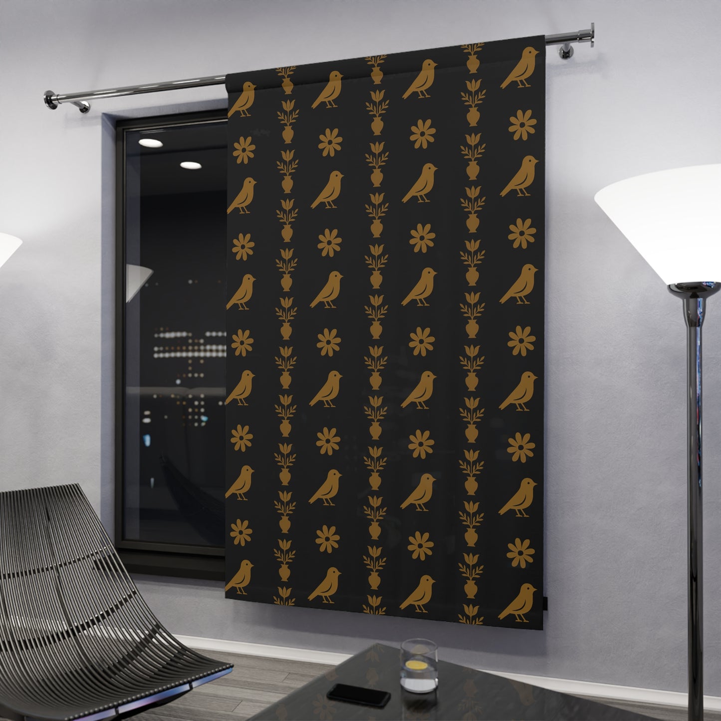 Elegant Bird Pattern Window Curtains - Home Decor, Boho Style, Rustic Charm, Room Makeover, Blackout Drapes