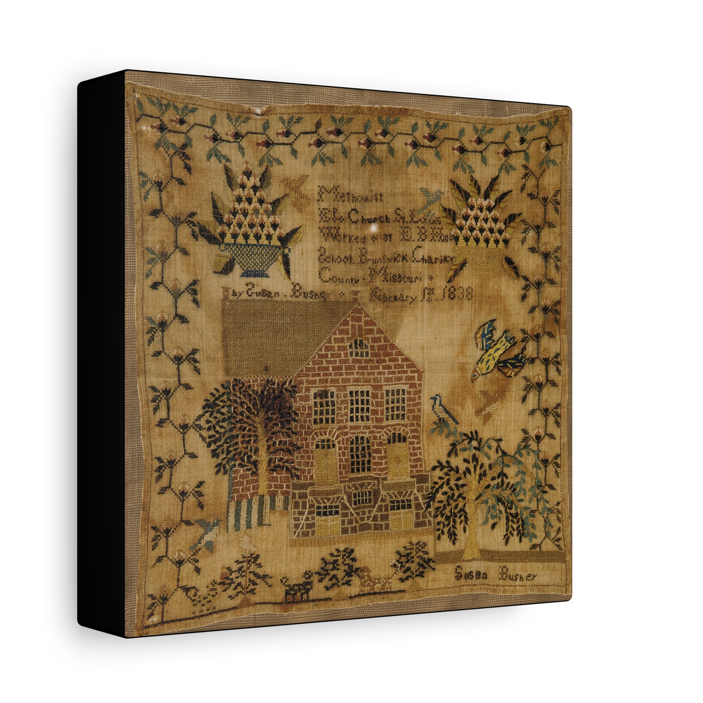 Vintage Canvas Wall Art – 1838 Pennsylvania Folk Art