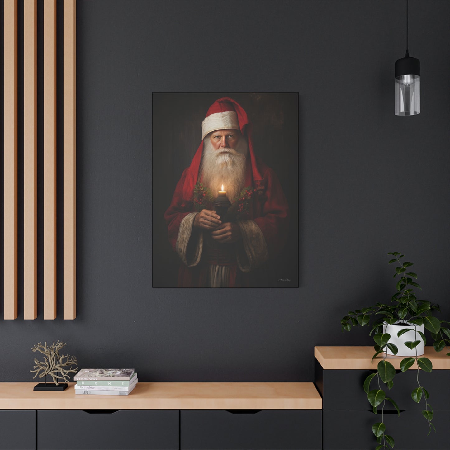 Candlelight Santa Matte Canvas, Stretched, 1.25"