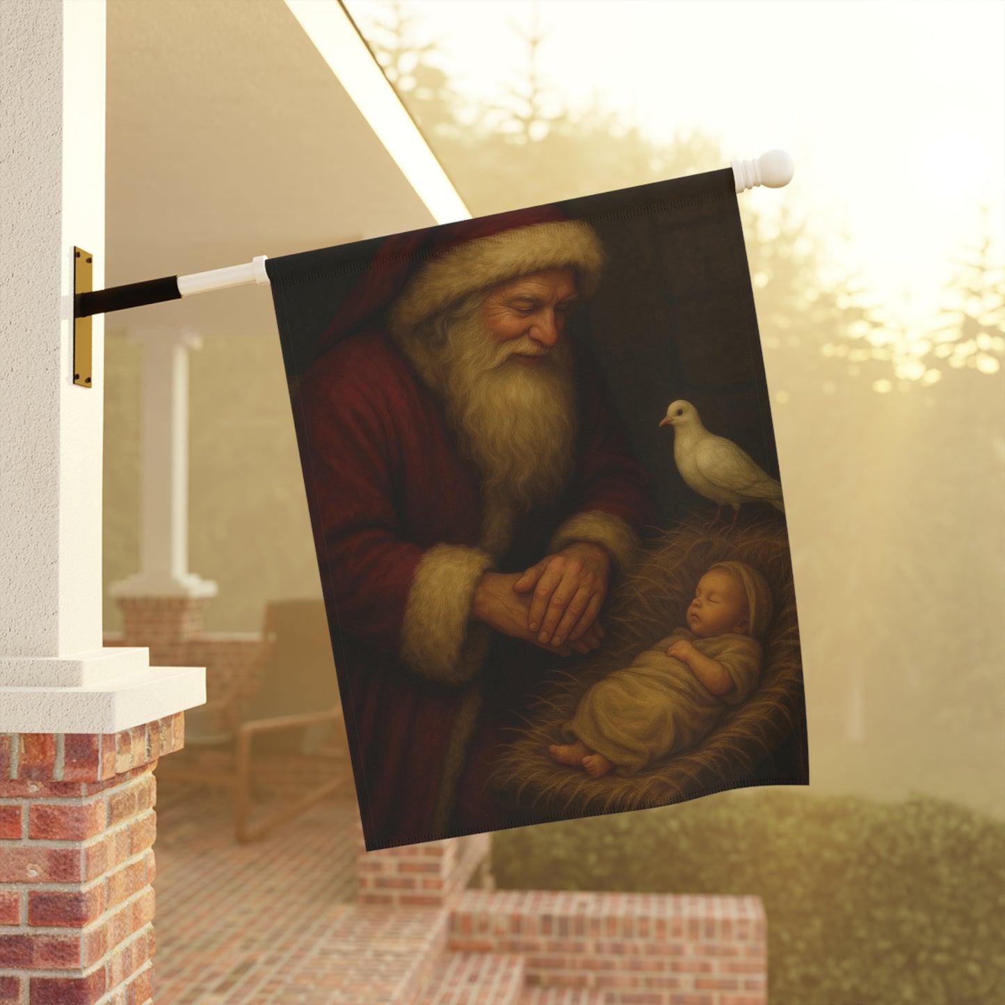 Christmas Garden & House Banner - Santa and Nativity Scene Decoration