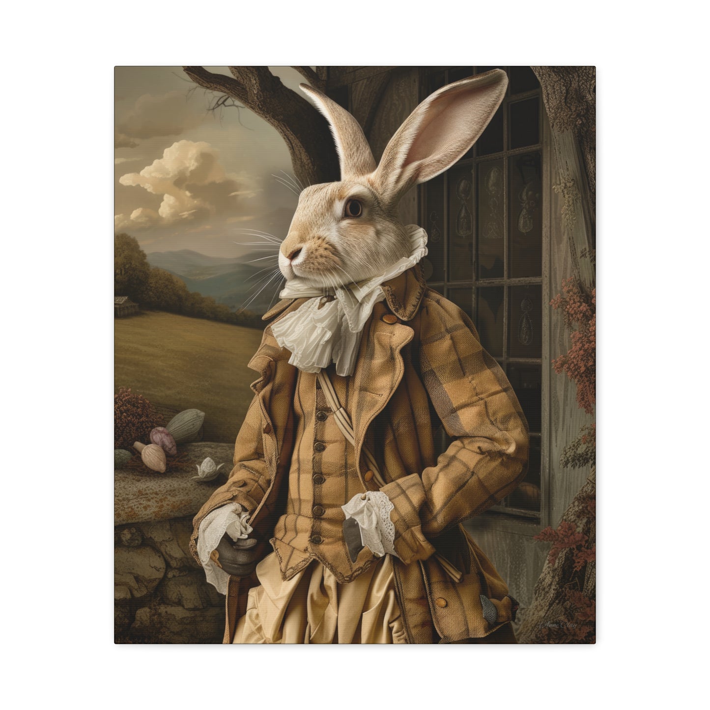 Sir William Rabbit: Whimsical Rabbit Canvas Art - Vintage Style Wall Decor