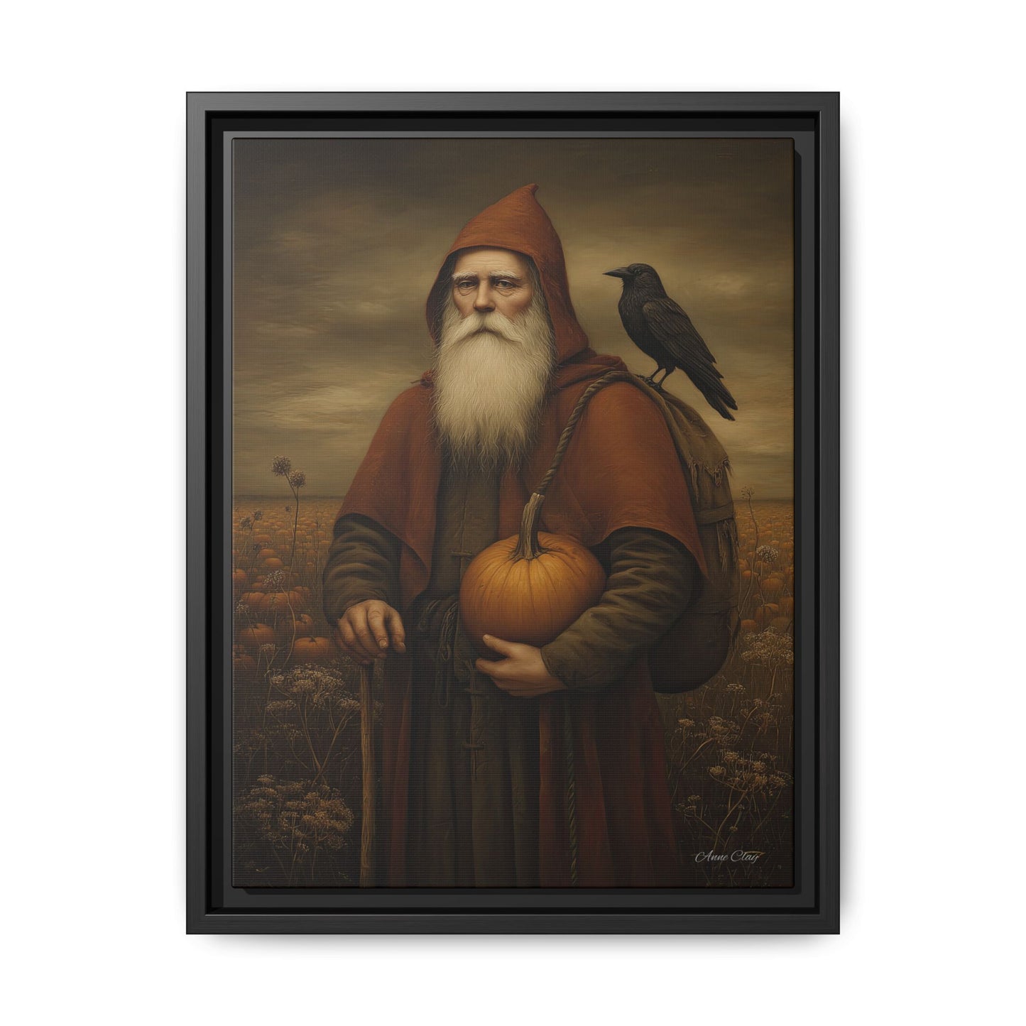 Framed Autumn Canvas Art, Fall Decor for Home, Harvest Wall Art, Thanksgiving Gift, Rustic Nature Painting