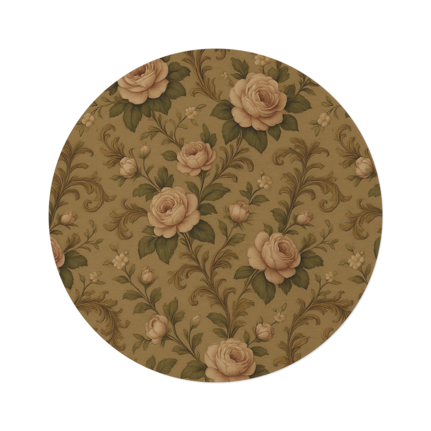 Vintage Floral Round Rug, Boho Home Decor, Soft Area Rug for Living Room, Bedroom, Wedding Gift, Stylish Floor Mat
