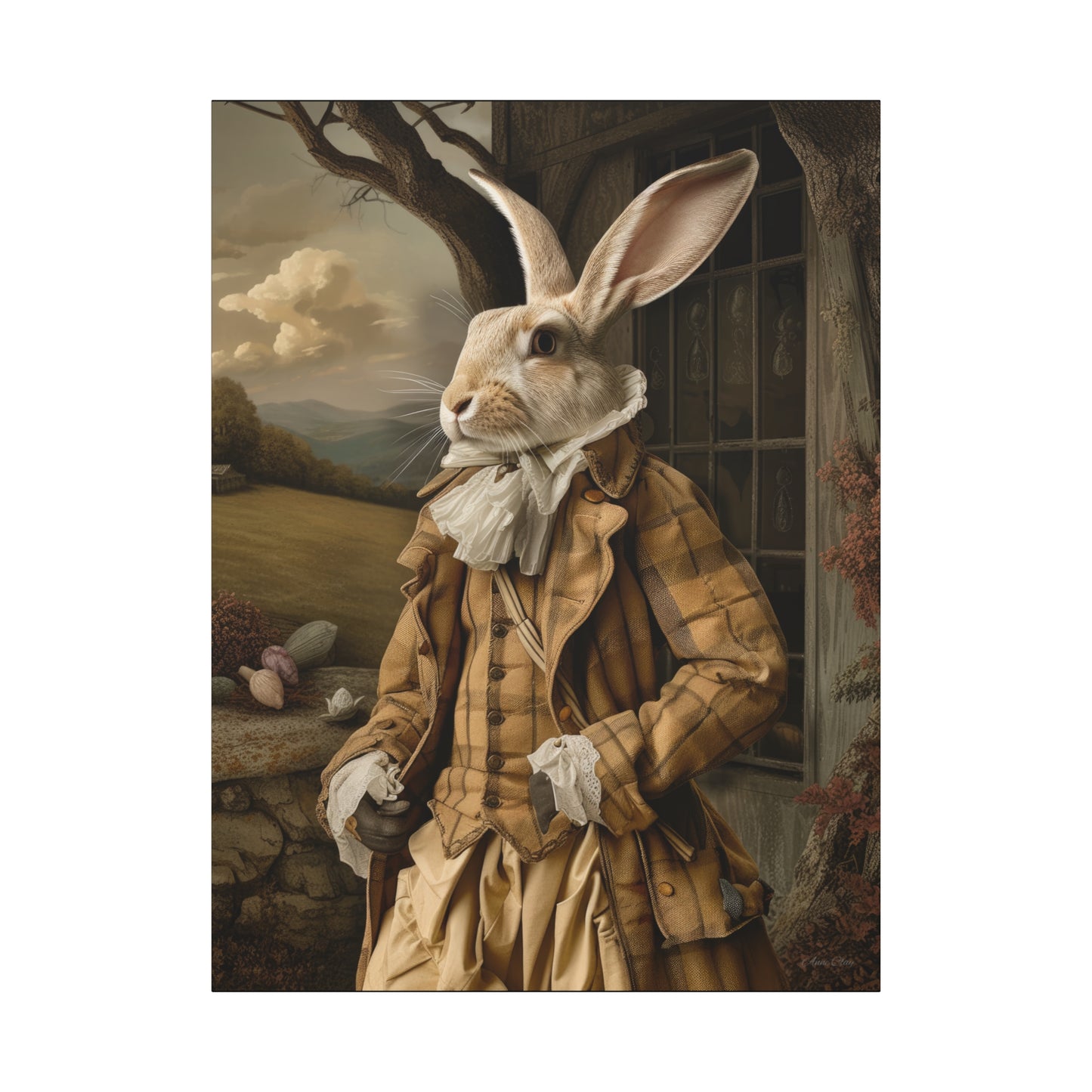 Sir William Rabbit: Whimsical Rabbit Canvas Art - Vintage Style Wall Decor