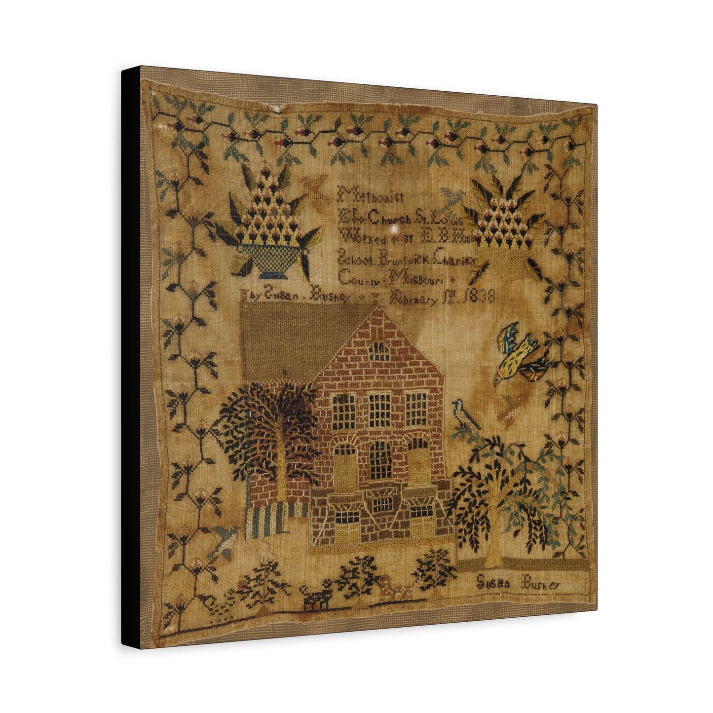 Vintage Canvas Wall Art – 1838 Pennsylvania Folk Art