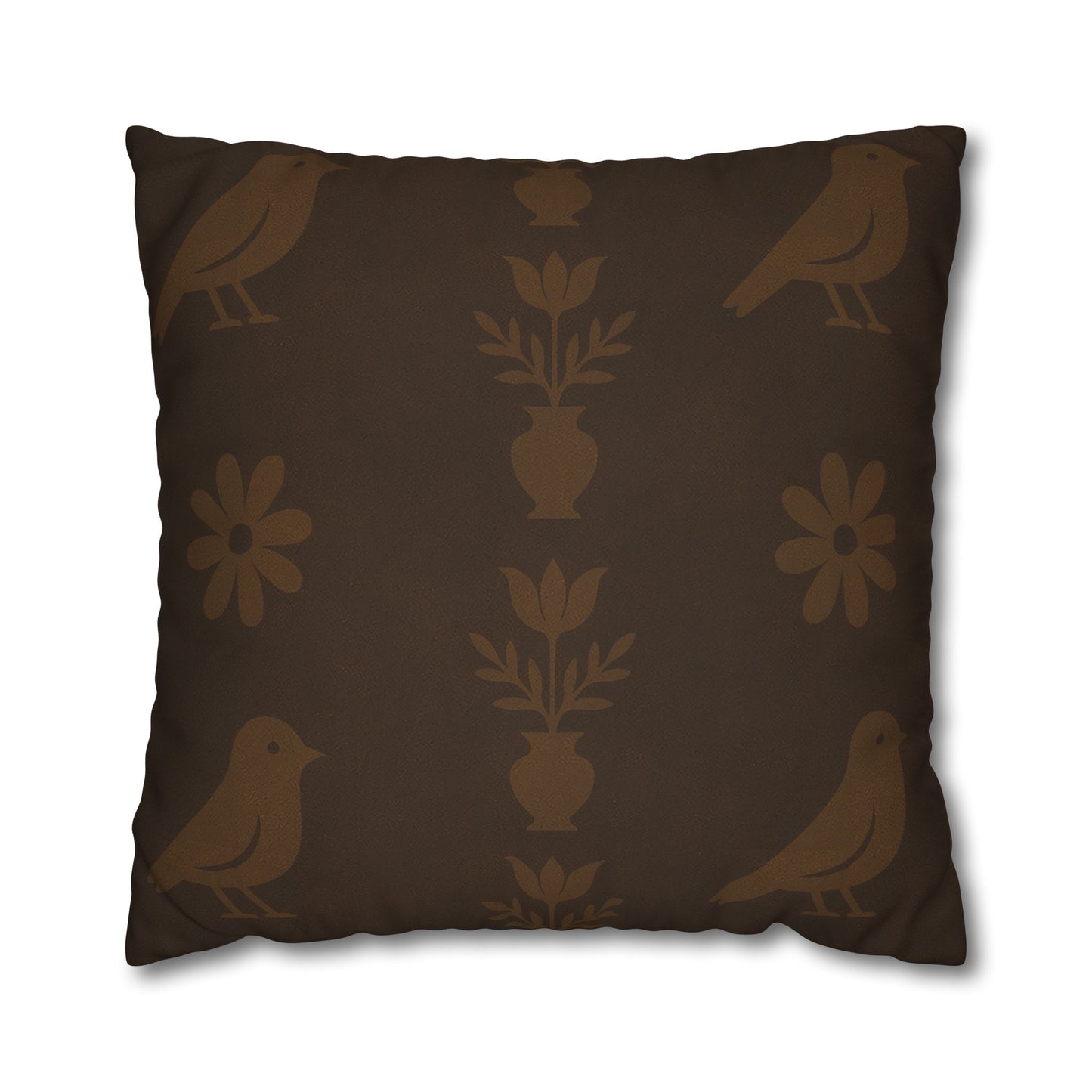 Cozy Bird-Patterned Poly Canvas Pillowcase, Decorative Throw Pillow Cover, Home Decor, Gift for Bird Lovers, Couch Cushion