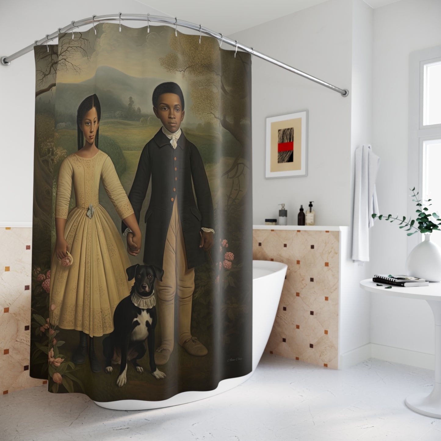 The Twins Early American Primitive Colonial Shower Curtains
