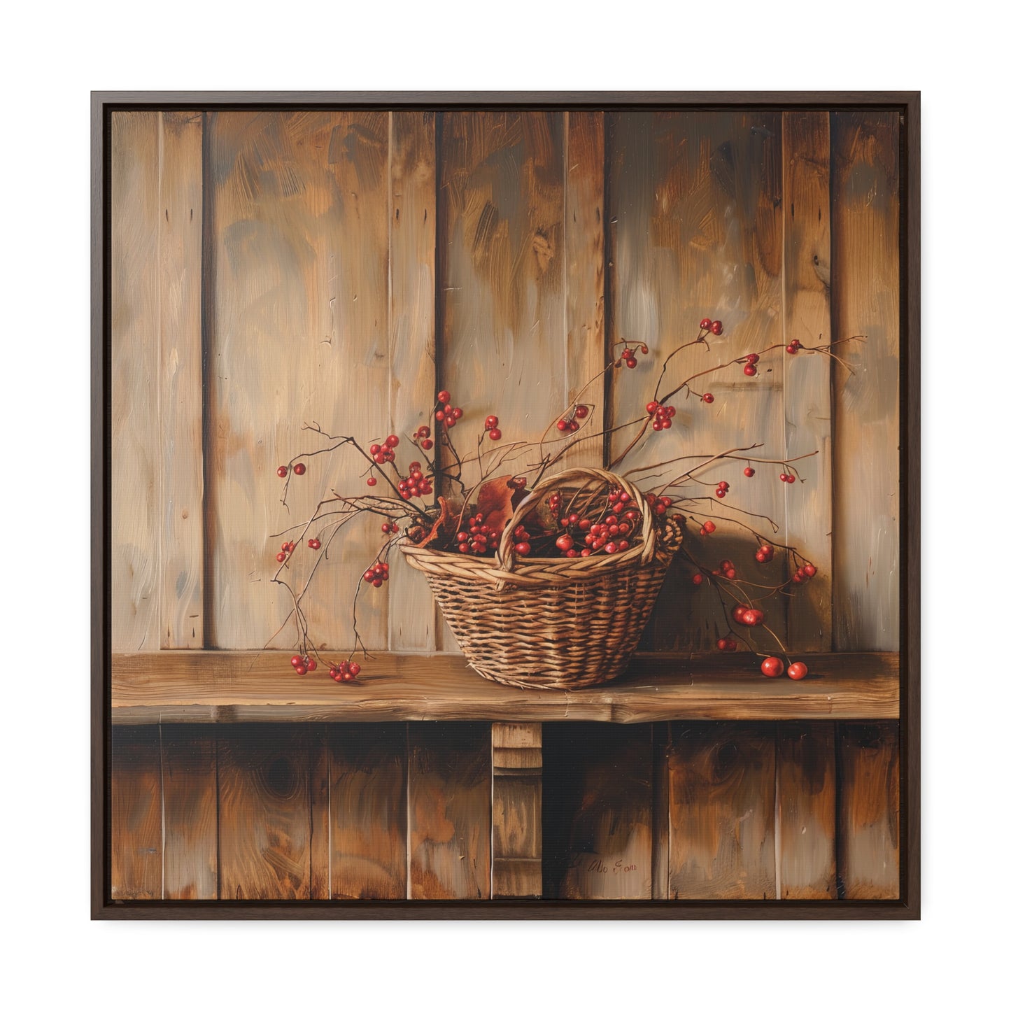 Basket of Bittersweet Gallery Canvas Wraps, Square Frame