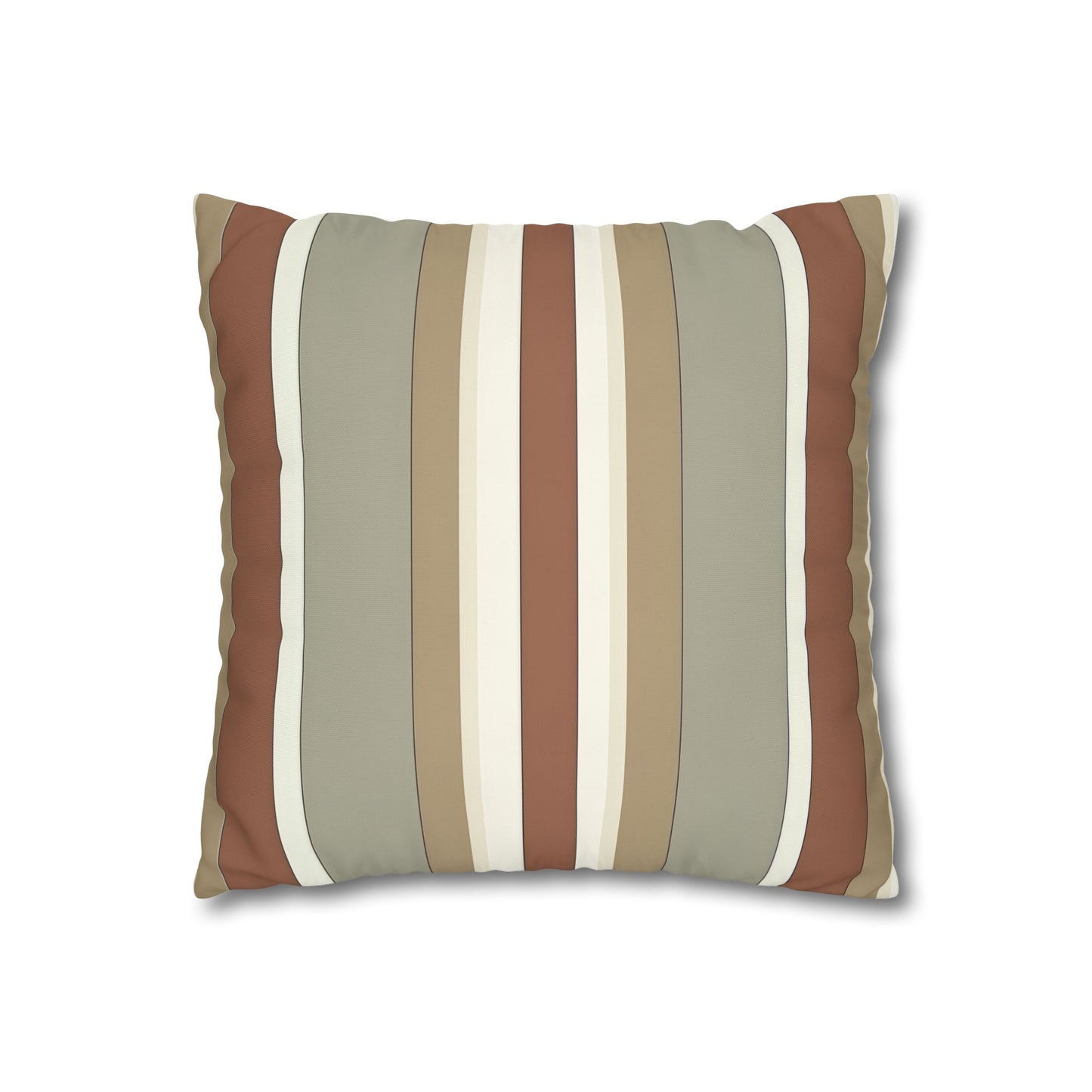 Fantasy Collection Taupe Stripes Square Poly Canvas Pillowcase