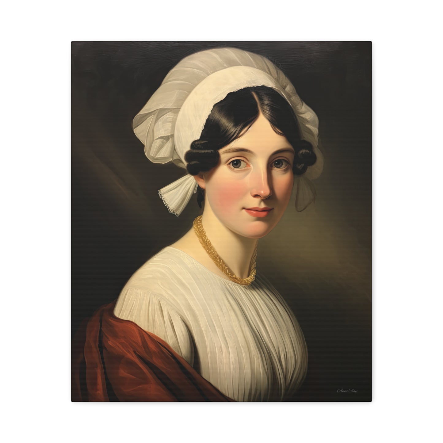 Miss Anne Early American Vintage Portrait Canvas Wall Art - Elegant Home Decor