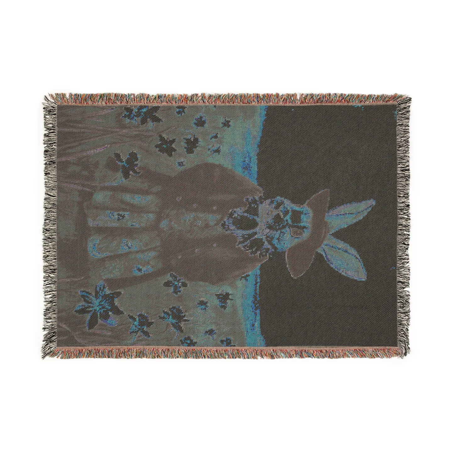 Whimsical Bunny Woven Blanket - Cozy Floral Throw for Easter & Spring Decor