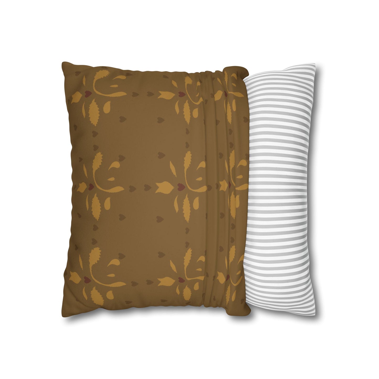 Leaves and Hearts Stencil Faux Suede Square Pillowcase
