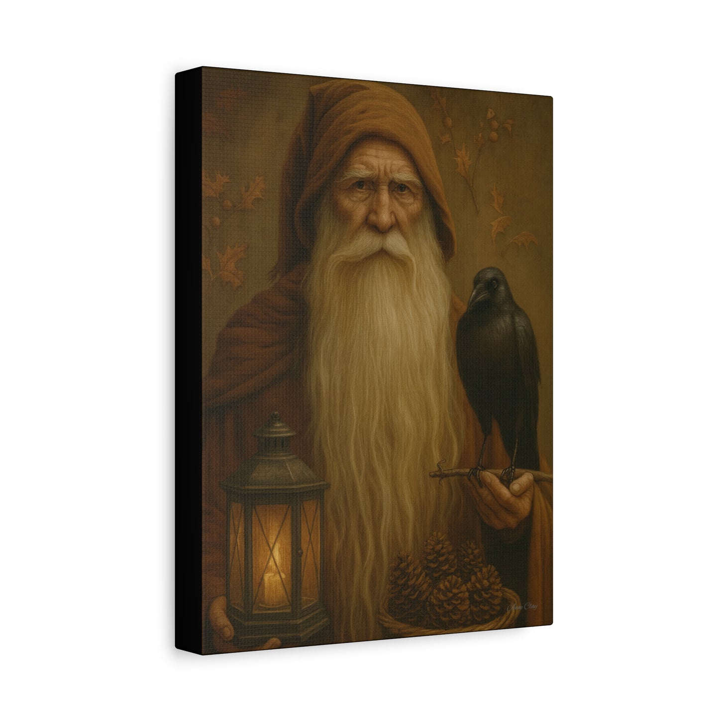 Old World Santa Canvas Art Print, Wall Decor for Home, Fantasy Artwork, Gift for Nature Lovers, Autumn Vibes, Cozy Living Space