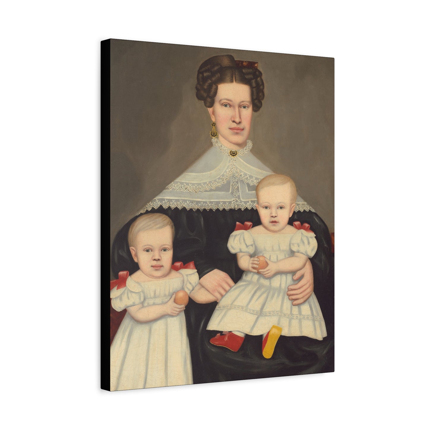 Mrs. Paul Smith Palmer Vintage Family Canvas Art - Classic Portrait of Mother and Twins