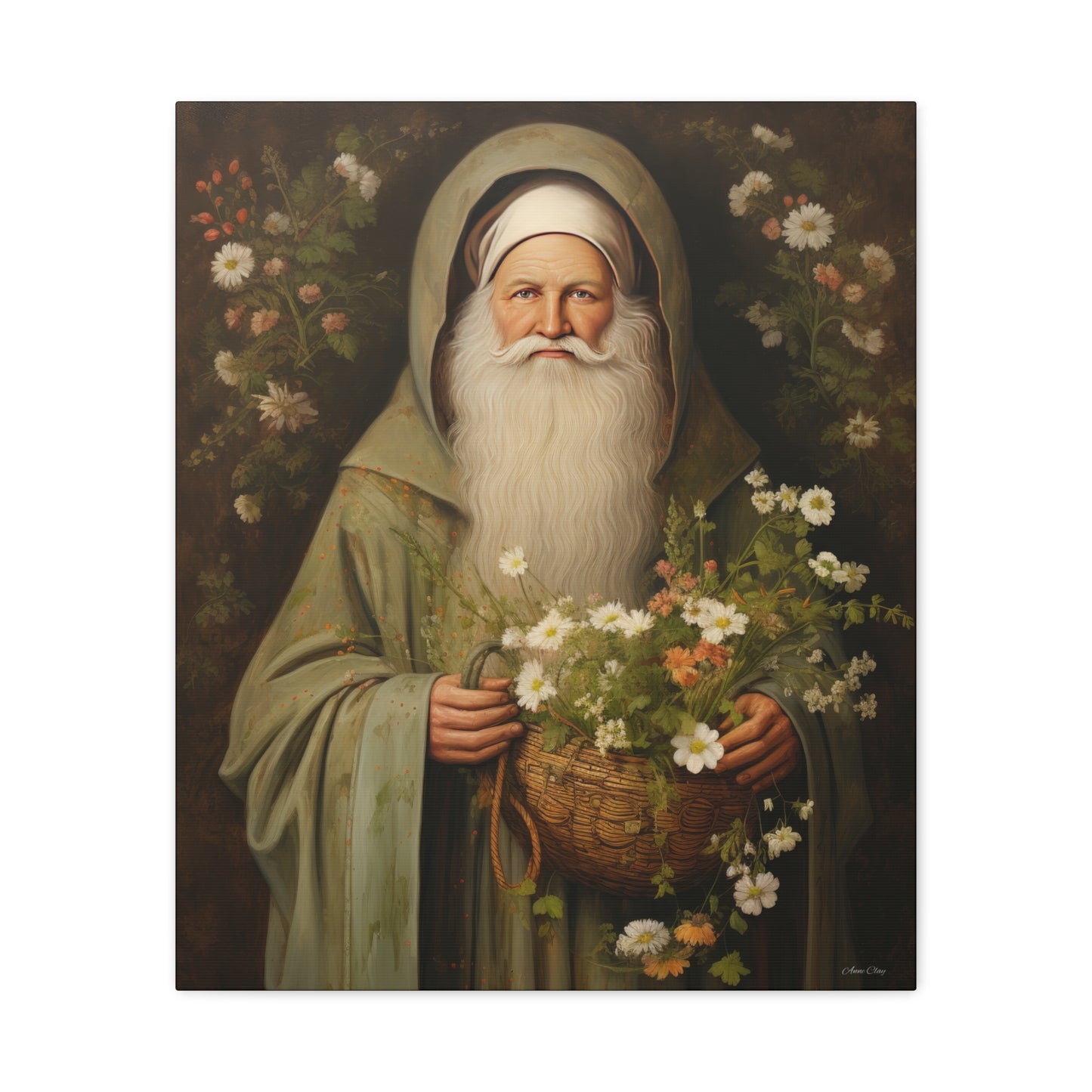 Floral Santa Matte Canvas, Stretched, 1.25"