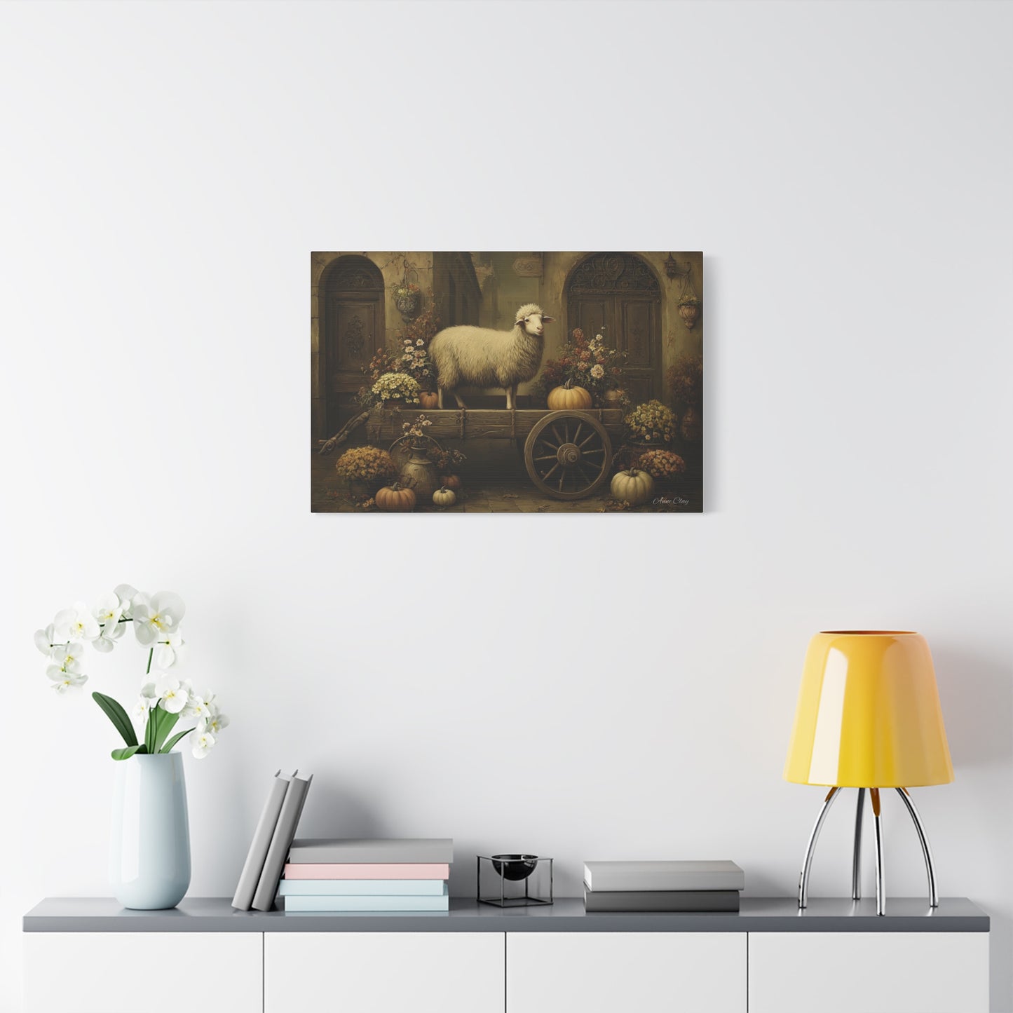 Rustic Farmhouse Canvas Print, Sheep Wall Art for Home Decor, Farmhouse Style Decor, Autumn Wall Art, Gift for Animal Lovers