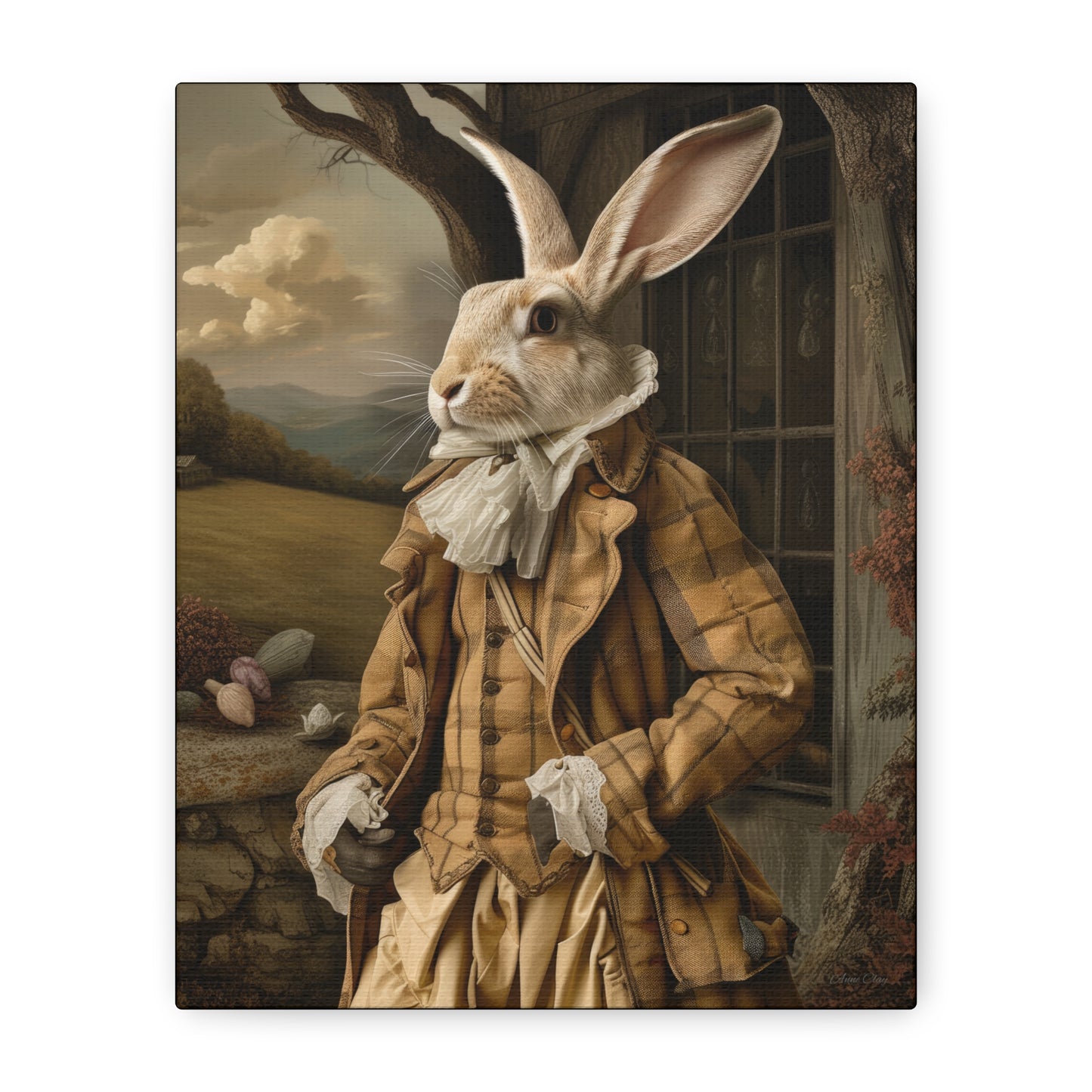 Sir William Rabbit: Whimsical Rabbit Canvas Art - Vintage Style Wall Decor