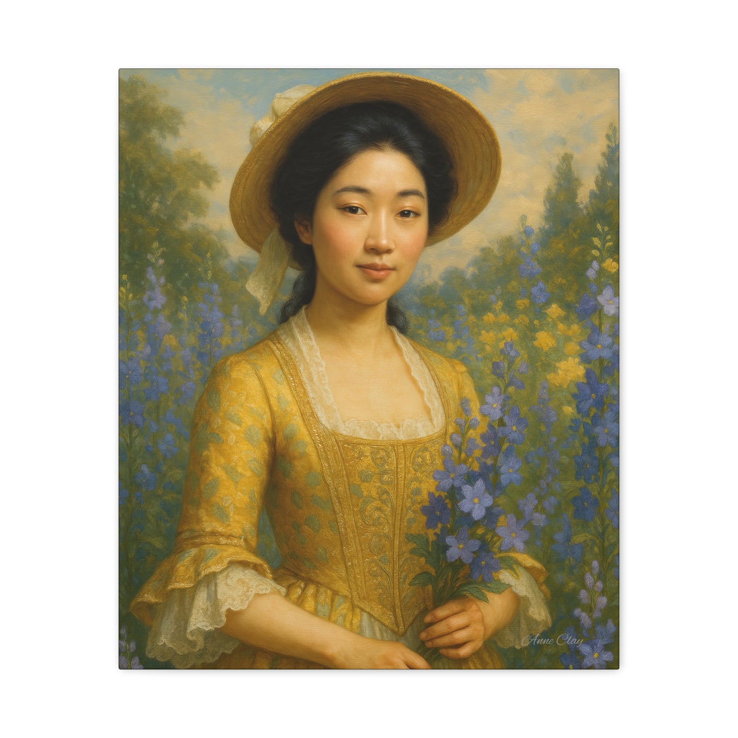 Floral Portrait Canvas, Vintage Art Print, Elegant Home Decor, Gift for Art Lovers, Wall Art for Living Room