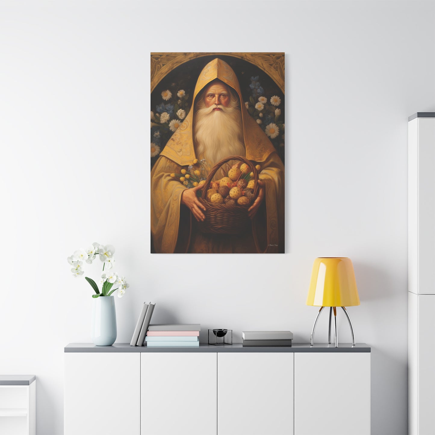 Easter Basket Santa Matte Canvas, Stretched, 1.25"