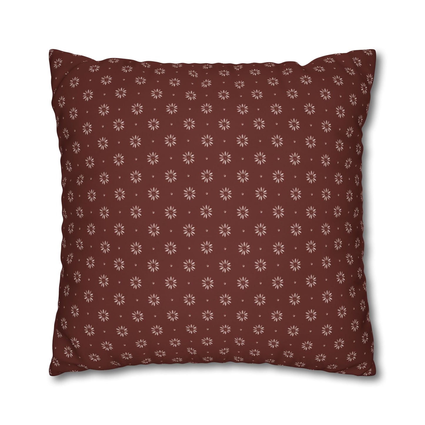 Petal Stencils on Red Square Poly Canvas Pillowcase