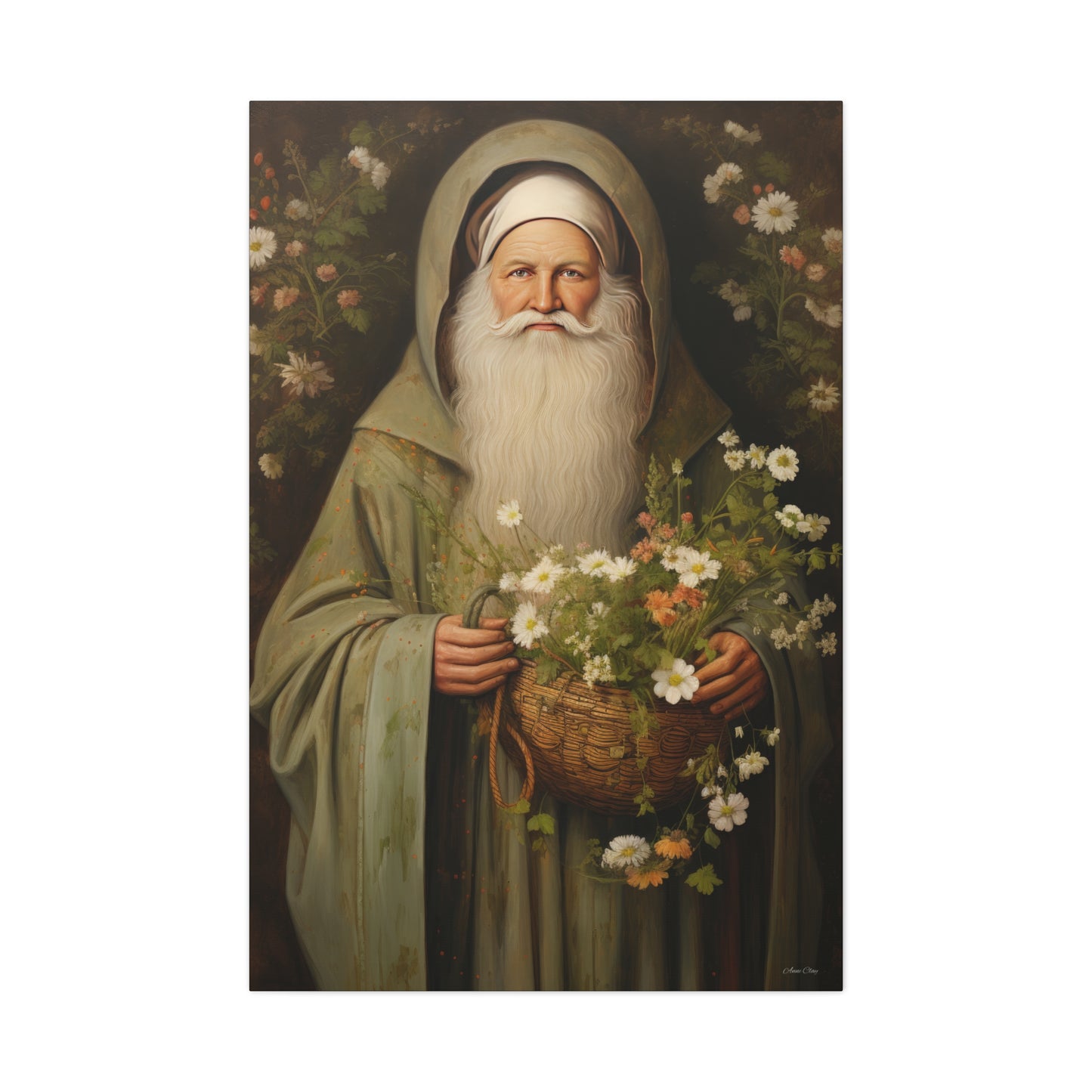 Floral Santa Matte Canvas, Stretched, 1.25"