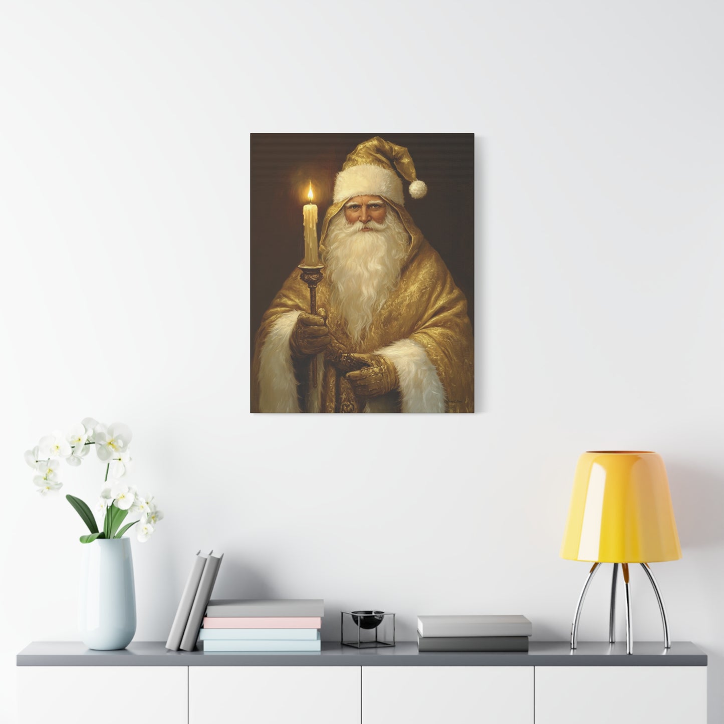Golden Glow Santa Matte Canvas, Stretched, 1.25"