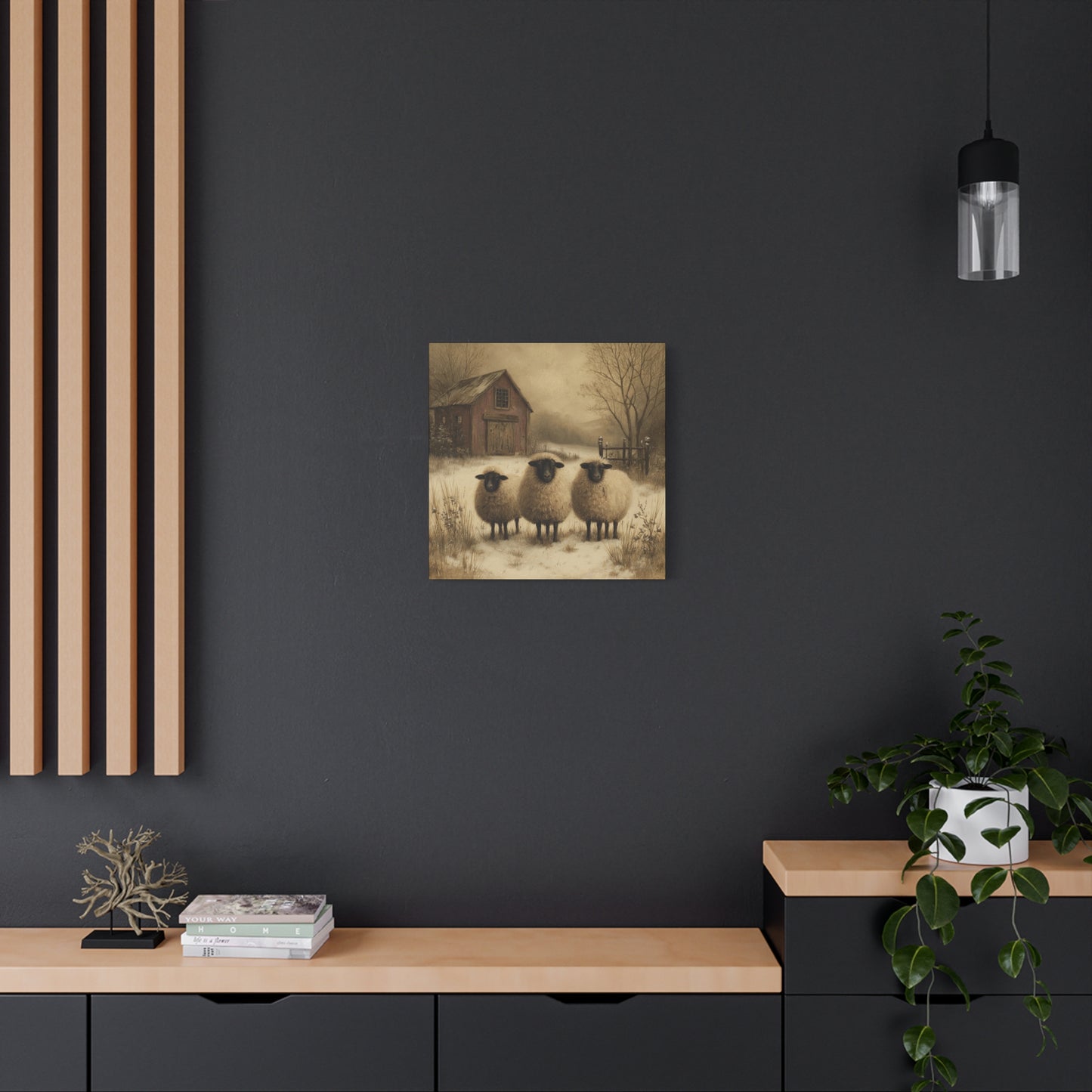 Rustic Sheep Canvas Art, Farmhouse Decor, Country Wall Art, Living Room Decor, Cozy Home Accent