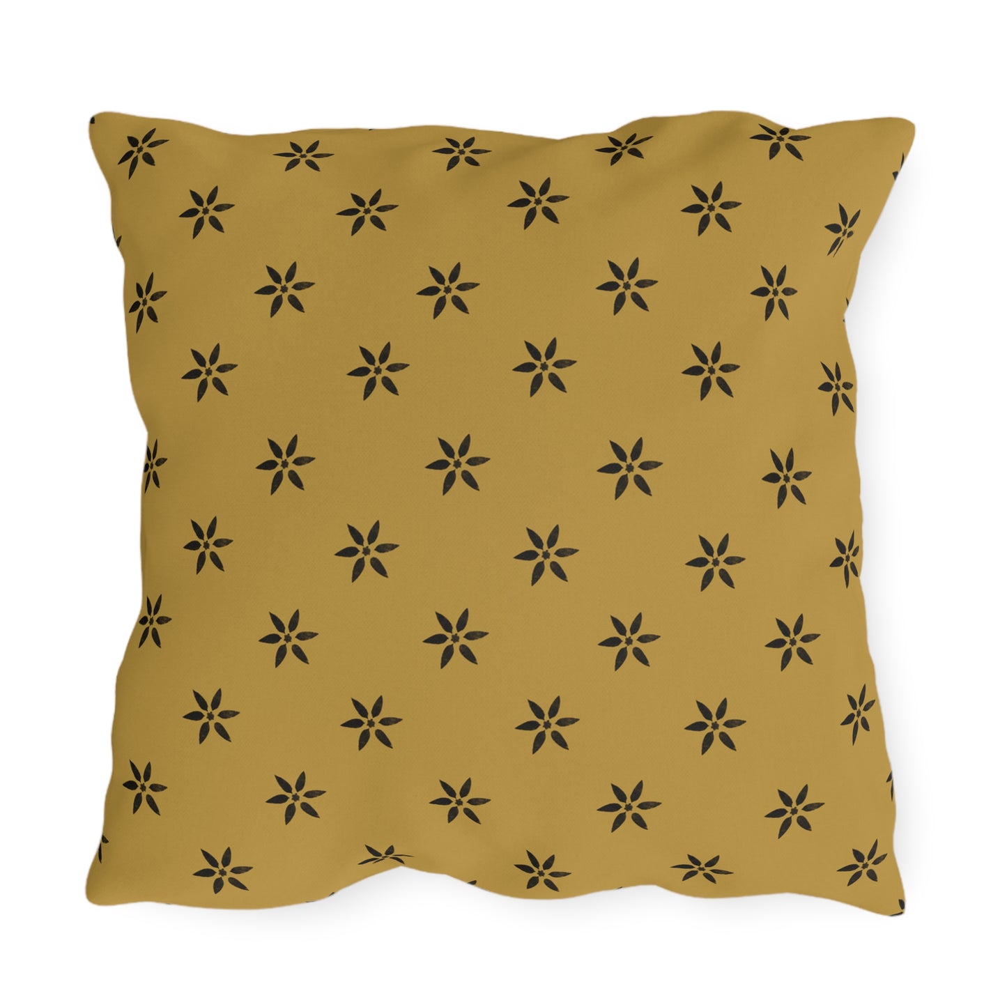 Black Stencil on Gold Outdoor Pillows
