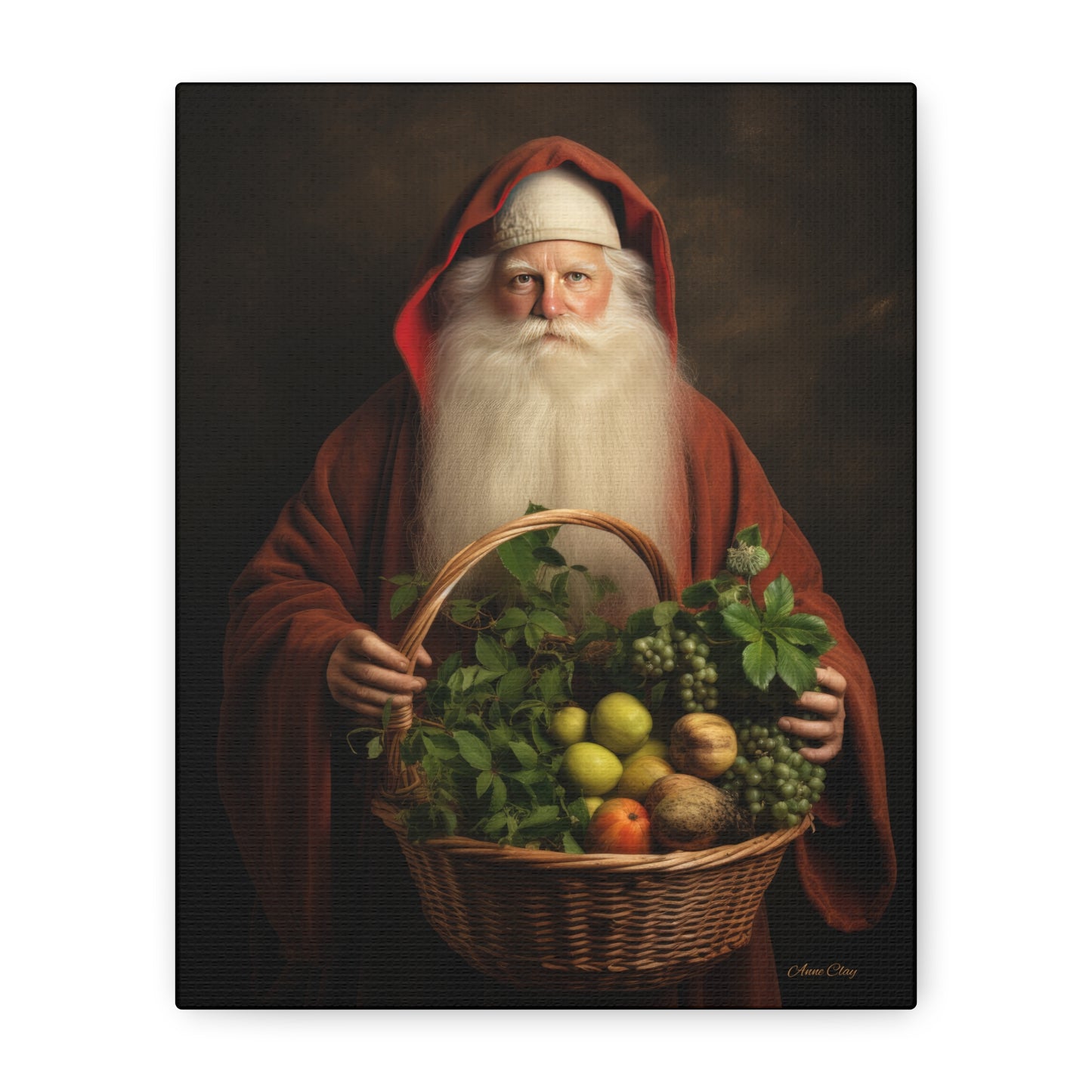 Fruit Basket Santa Matte Canvas, Stretched, 1.25"