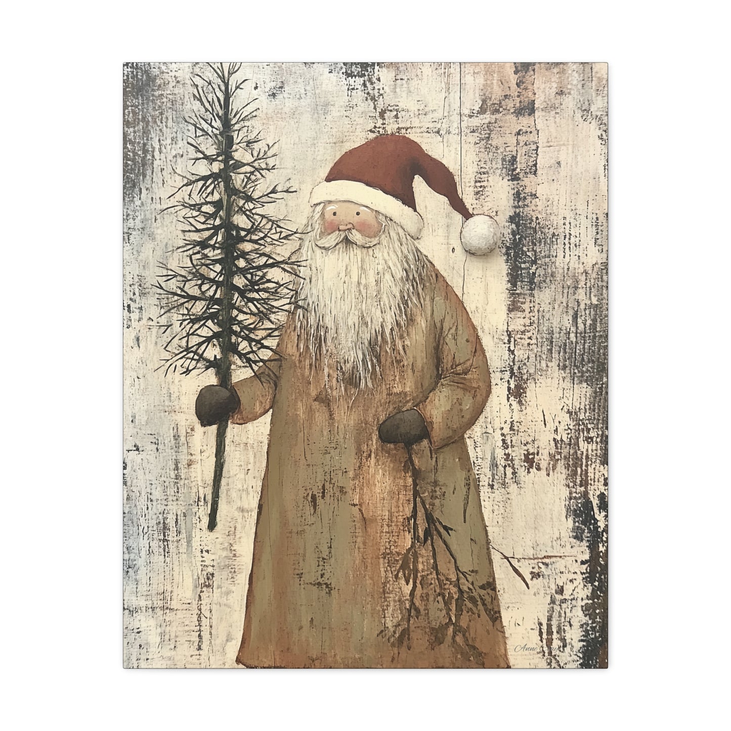 Happy Twiggy Santa Matte Canvas, Stretched, 1.25"