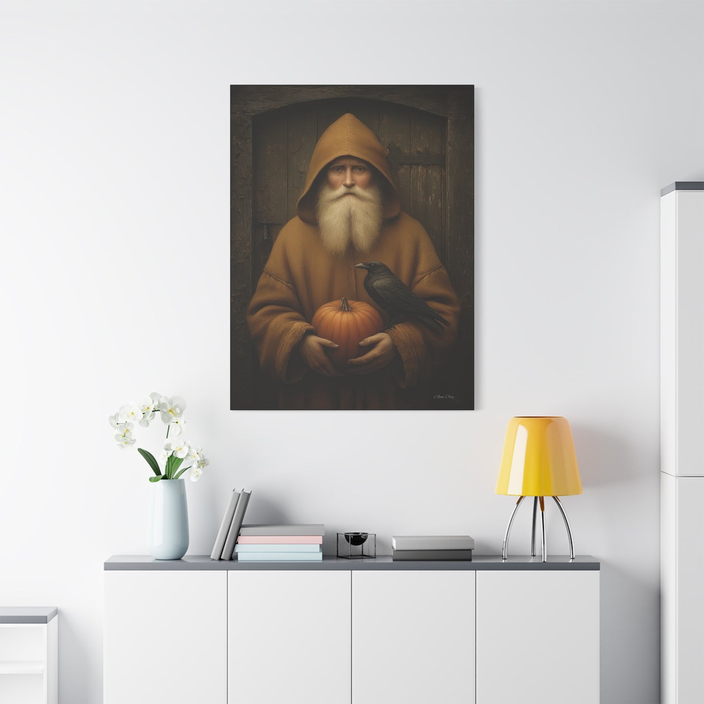 Mystical Fall Canvas Art, Pumpkin Decor, Autumn Wall Art, Halloween Home Decor, Spiritual Artwork, Living Room Decoration