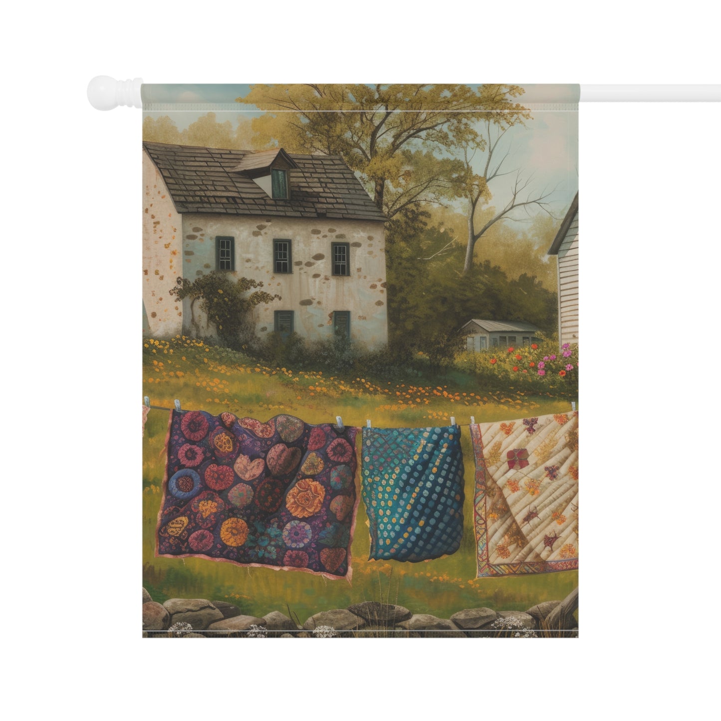 Quilt on a Split Fence Garden & House Banner