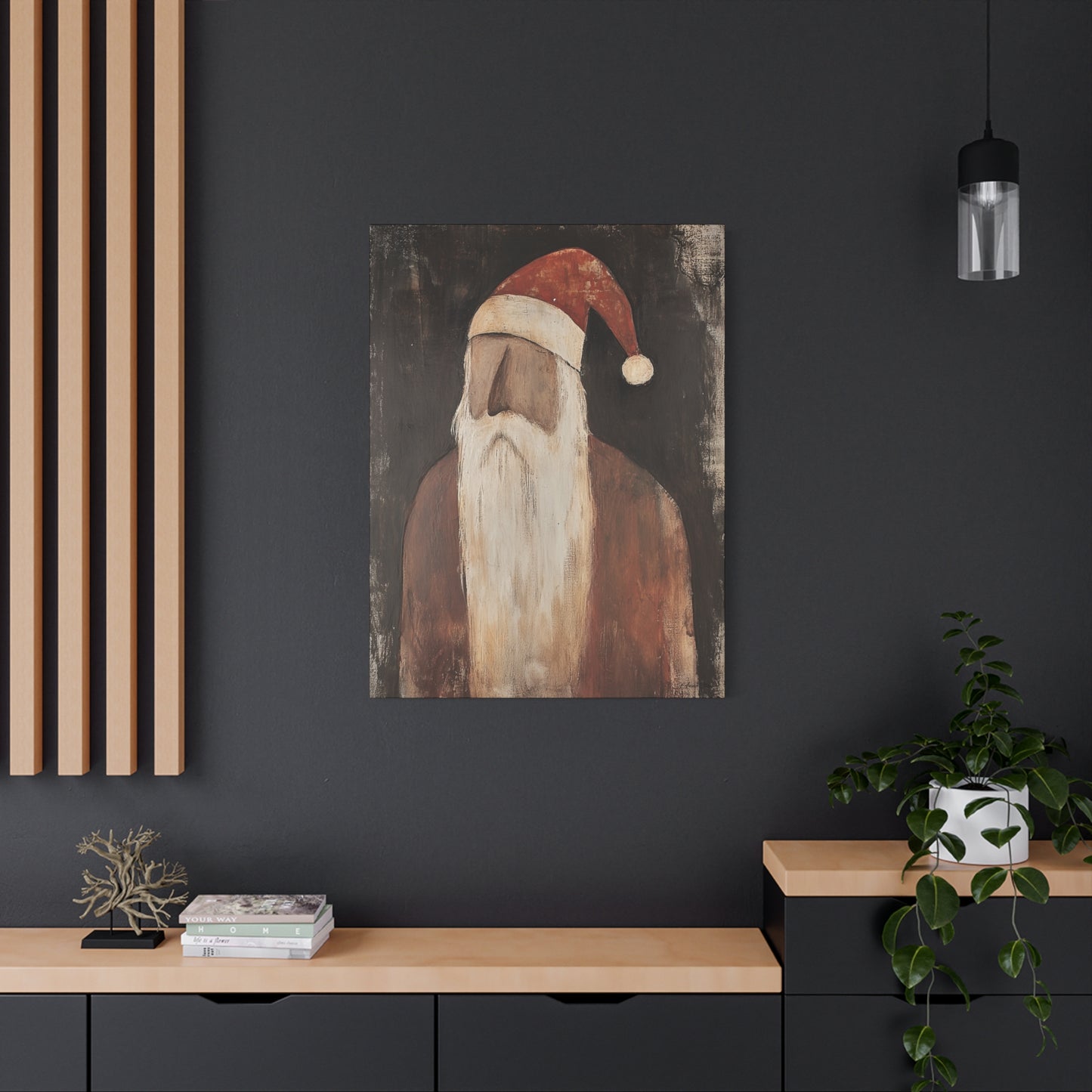 Primitive Impressionist Santa Matte Canvas, Stretched, 1.25"