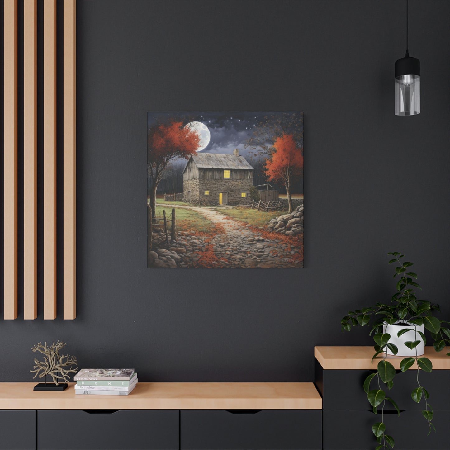 Rustic Cabin Art Print, Home Decor, Autumn Wall Art, Cozy Living Room Decor, Gift for Nature Lovers, Fall Decor